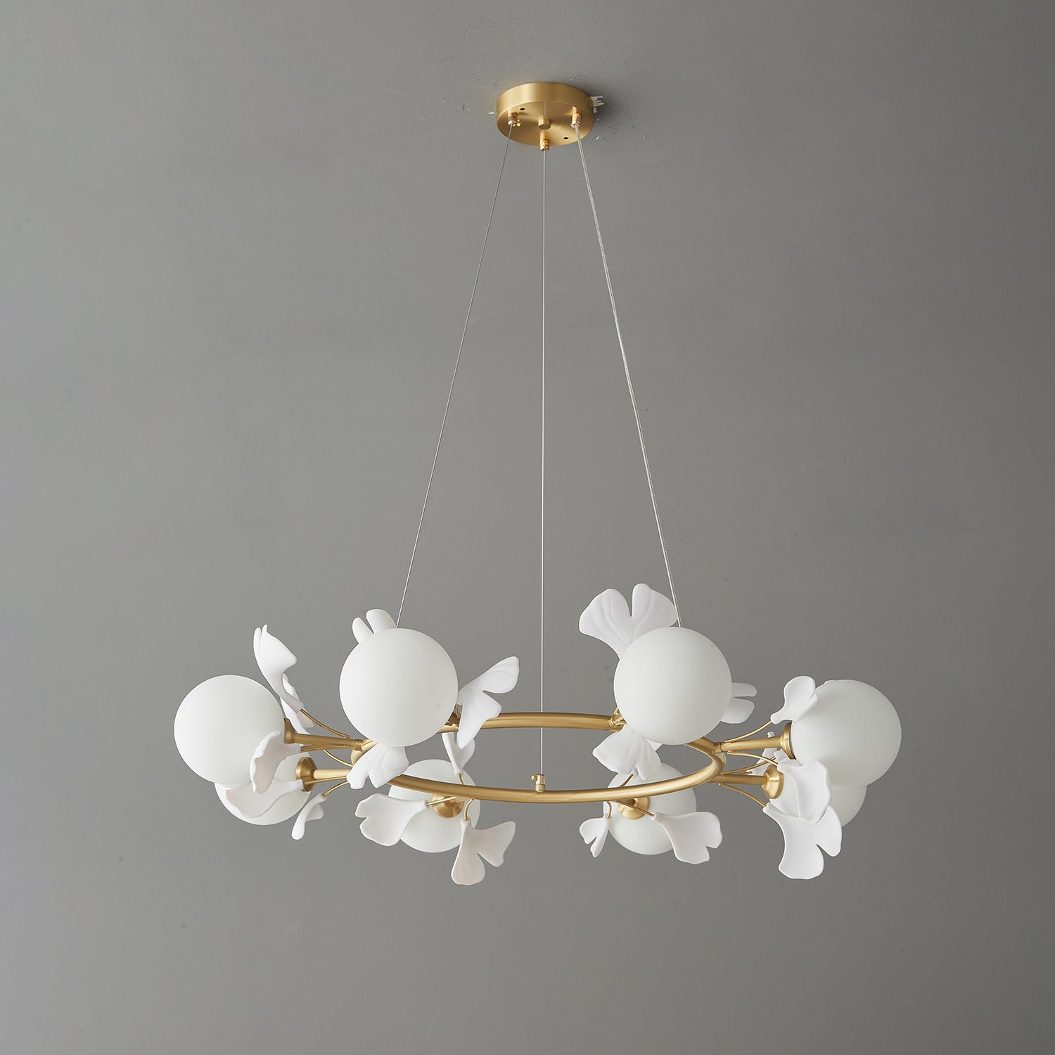 Evander Gingko Leaf Chandelier - Modern Gold Ceiling Light Fixture for Dining Room, Living Room & Bedroom Decor | Elegant Home Lighting Solution