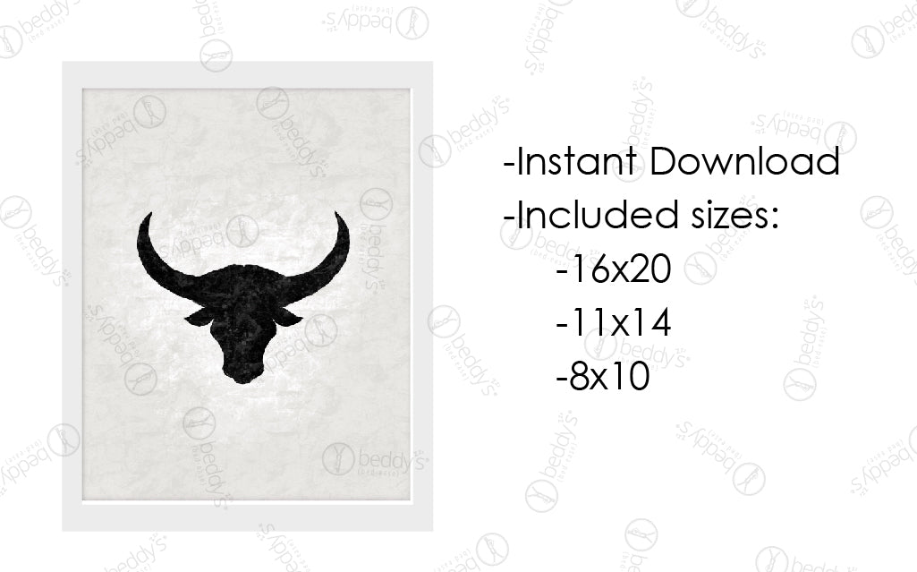 Bull Artwork Digital Download - High-Quality Printable Bull Illustrations for Wall Decor, Gifts & Home Office