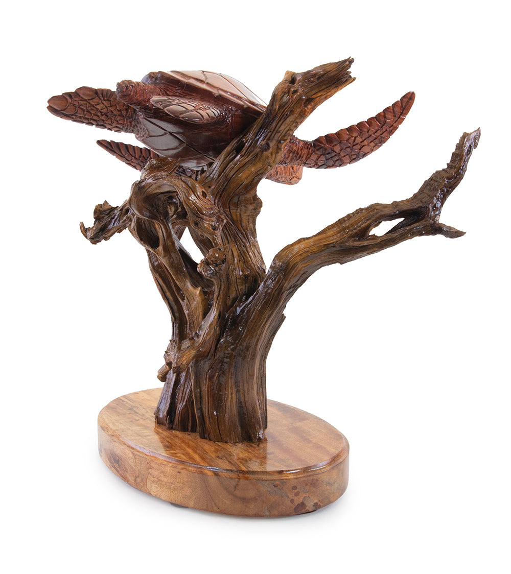 Handcrafted Koa Wood Sculpture - Roaming the Reef Ocean Art by Craig Nichols | Hawaiian Home Decor, Beach House Accent, Unique Gift for Art Lovers