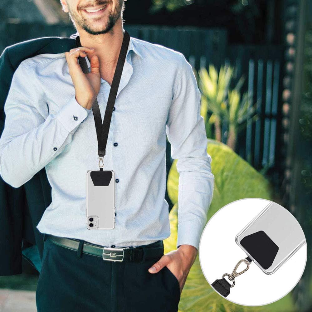 COCASES 4 Pack Phone Tether Tab Replacement Straps - Durable Safety Lanyard Patch for Cell Phones (Black x4) - Perfect for Work, Gym & Outdoor Activities