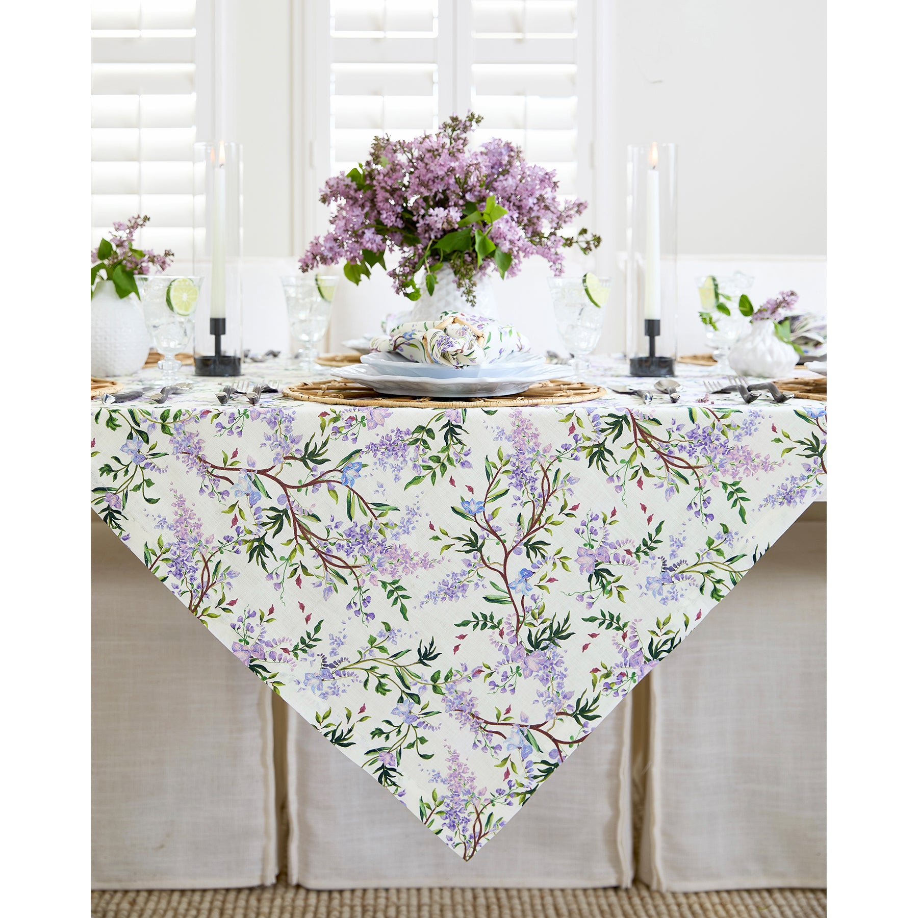 Lilac Floral Table Throw Blanket - Soft Decorative Cover for Dining Room, Living Room, or Bedroom - Perfect for Home Decor, Parties, and Cozy Evenings
