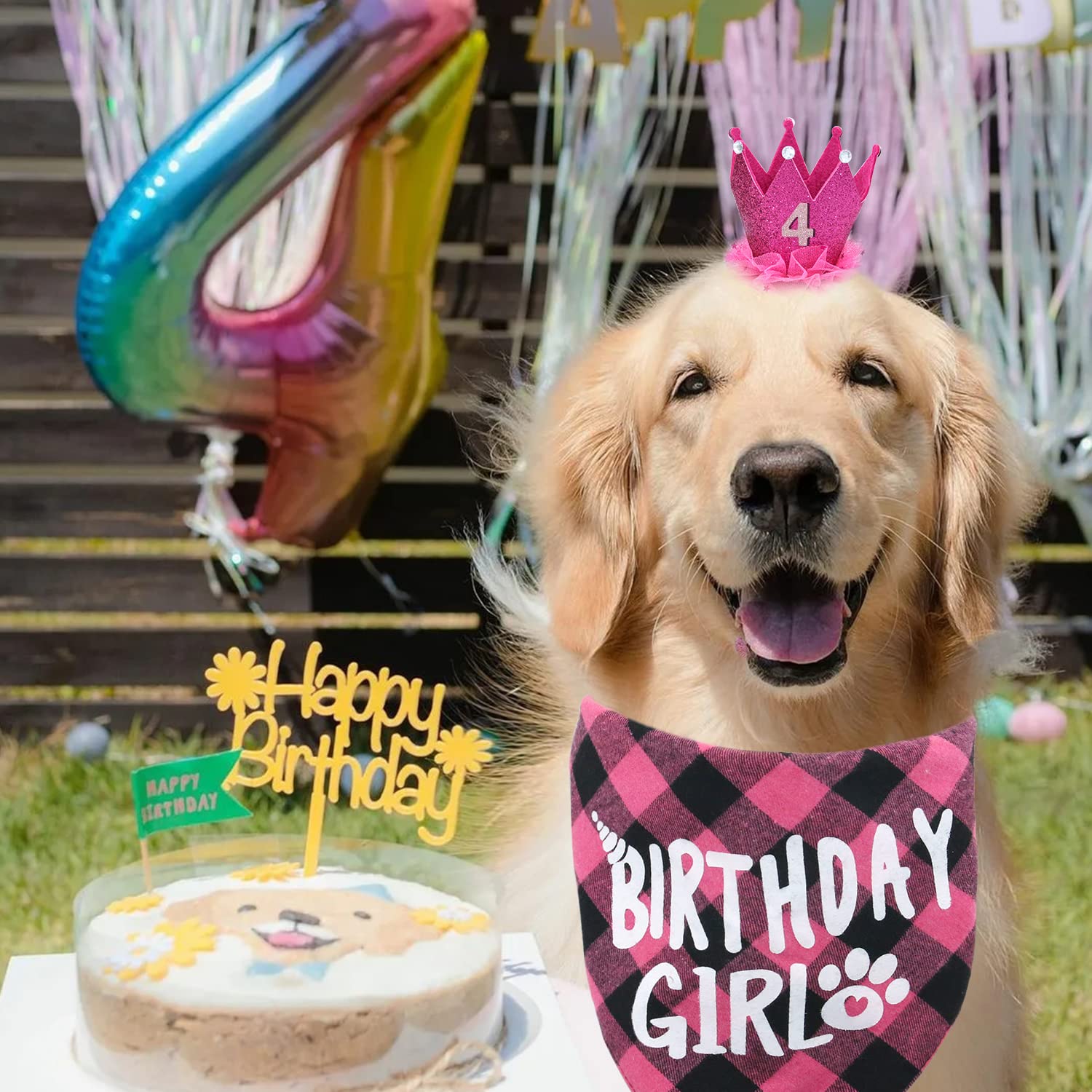 Dog Birthday Bandana with Number - Cute Pet Bandana for Small & Medium Dogs - Perfect for Birthday Parties & Photo Shoots