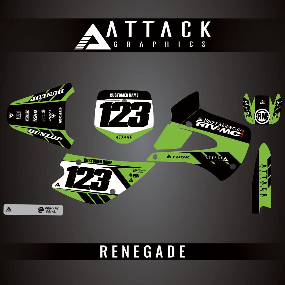 Attack Graphics Custom Renegade Complete Bike Graphics Kit for Kawasaki KX85 2012 - High-Quality Dirt Bike Decals, Motocross Stickers for Off-Road Racing & Trail Riding