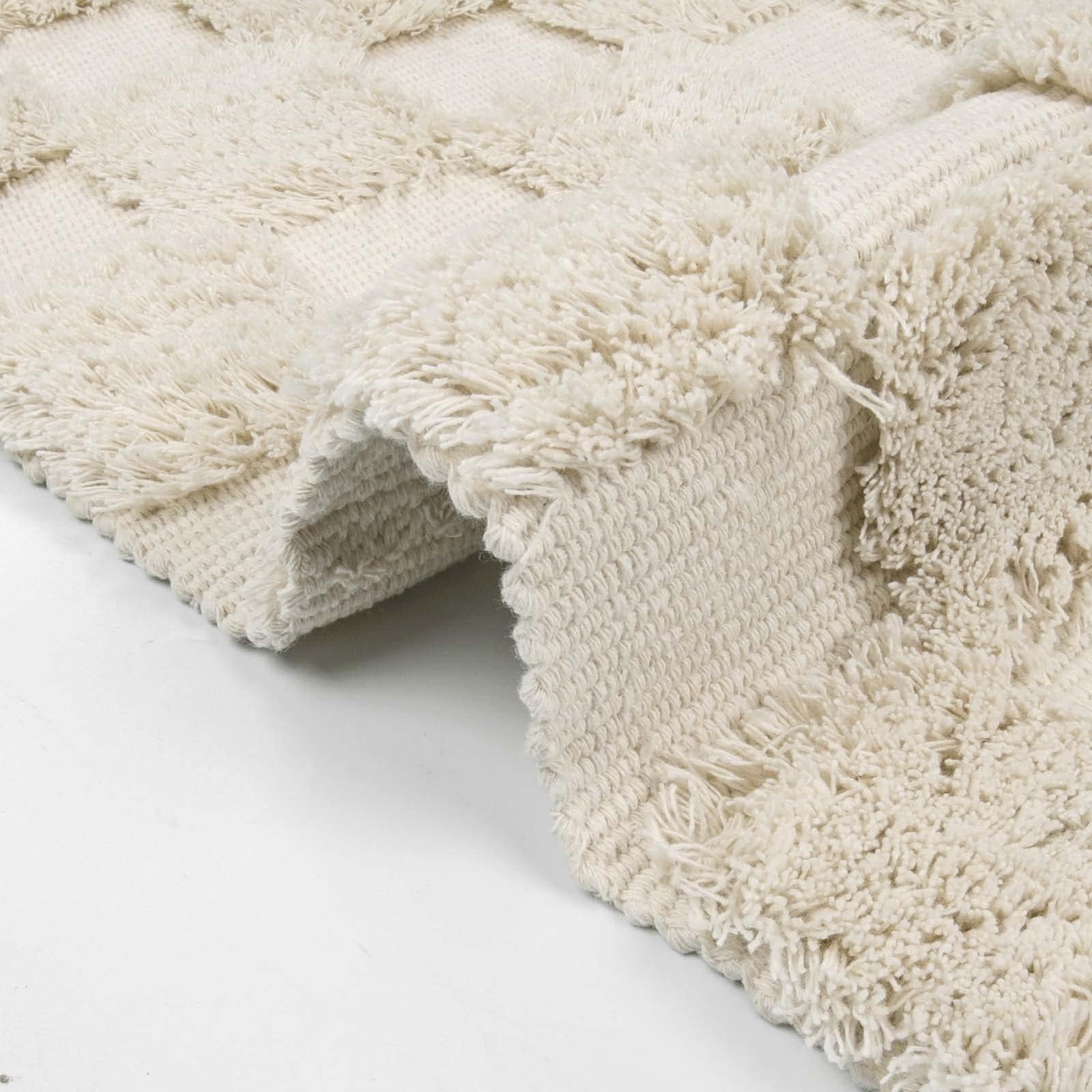 Lanffia Boho Checkered Tufted Rug - 2x5 Runner Rug Beige Washable with Tassels | Farmhouse Floor Carpet for Kitchen, Bathroom, Laundry, Bedroom & Living Room | Perfect for Hallways, Doorways & Cozy Home Decor