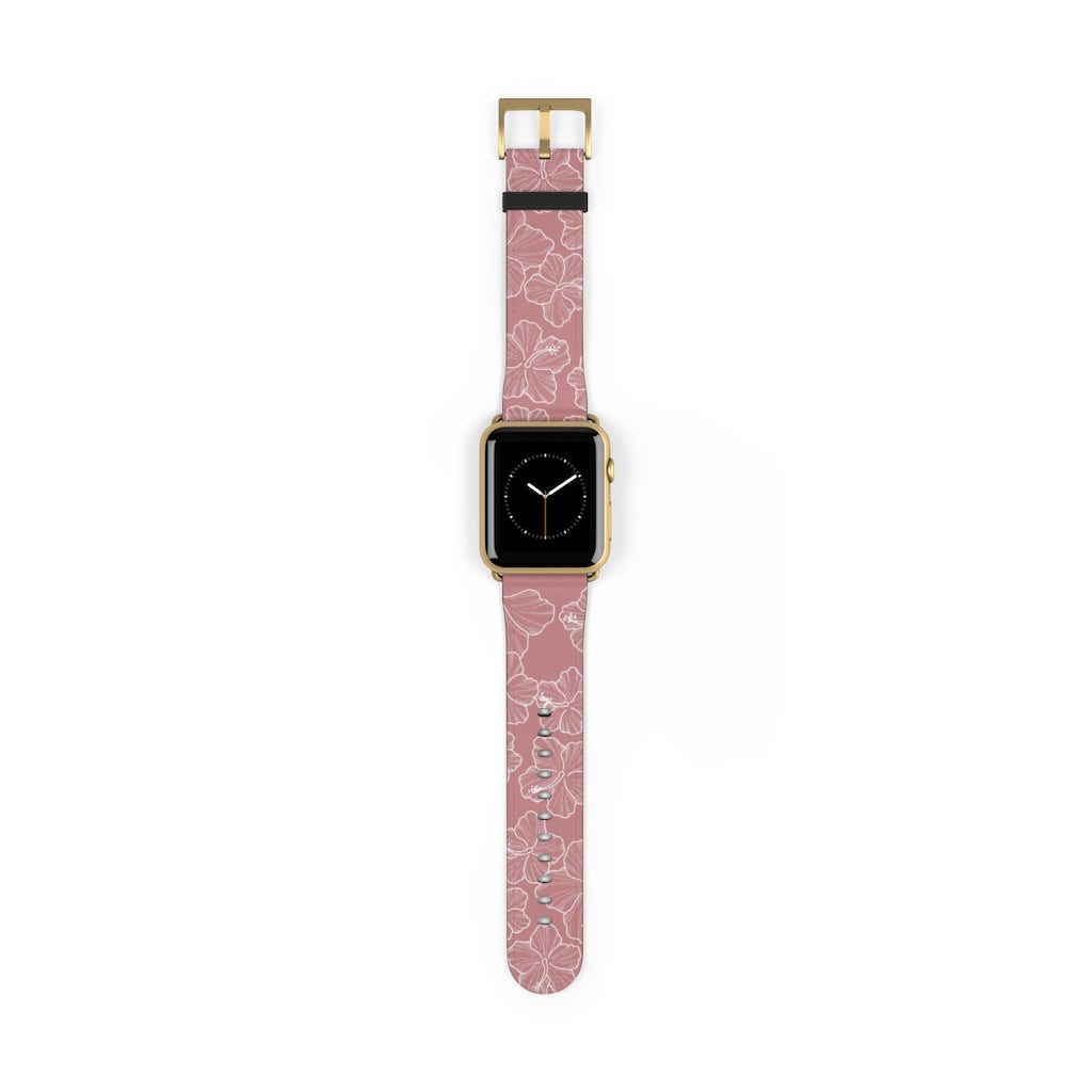 Premium Hibiscus Mauve Apple Watch Band - Soft Silicone Strap for Women & Men - Compatible with All Apple Watch Models - Perfect for Workouts, Running & Everyday Wear