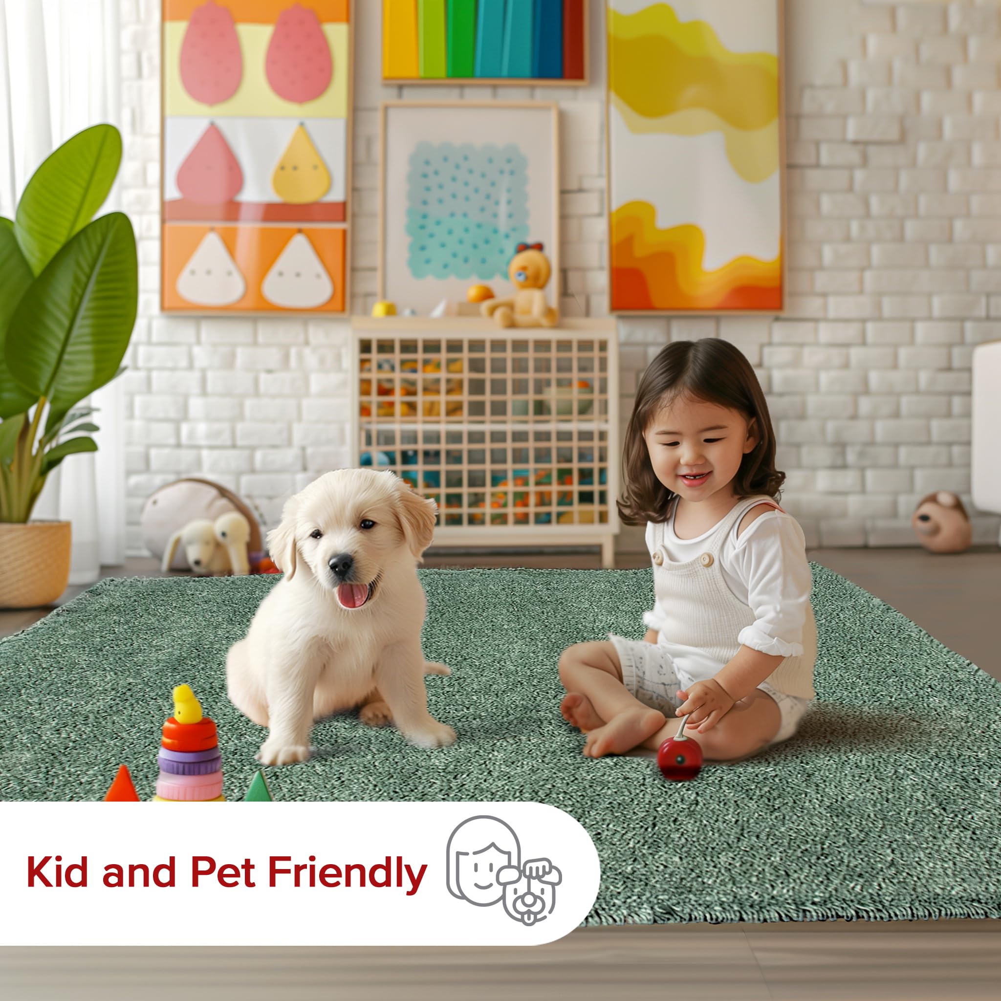 nuLOOM Kara Solid Shag Area Rug 9x12 Feet - Soft Plush Green Shaggy Rug for Living Room, Bedroom, Dining Room & Nursery | Cozy Home Decor, Kids Play Area & Pet-Friendly Floor Mat