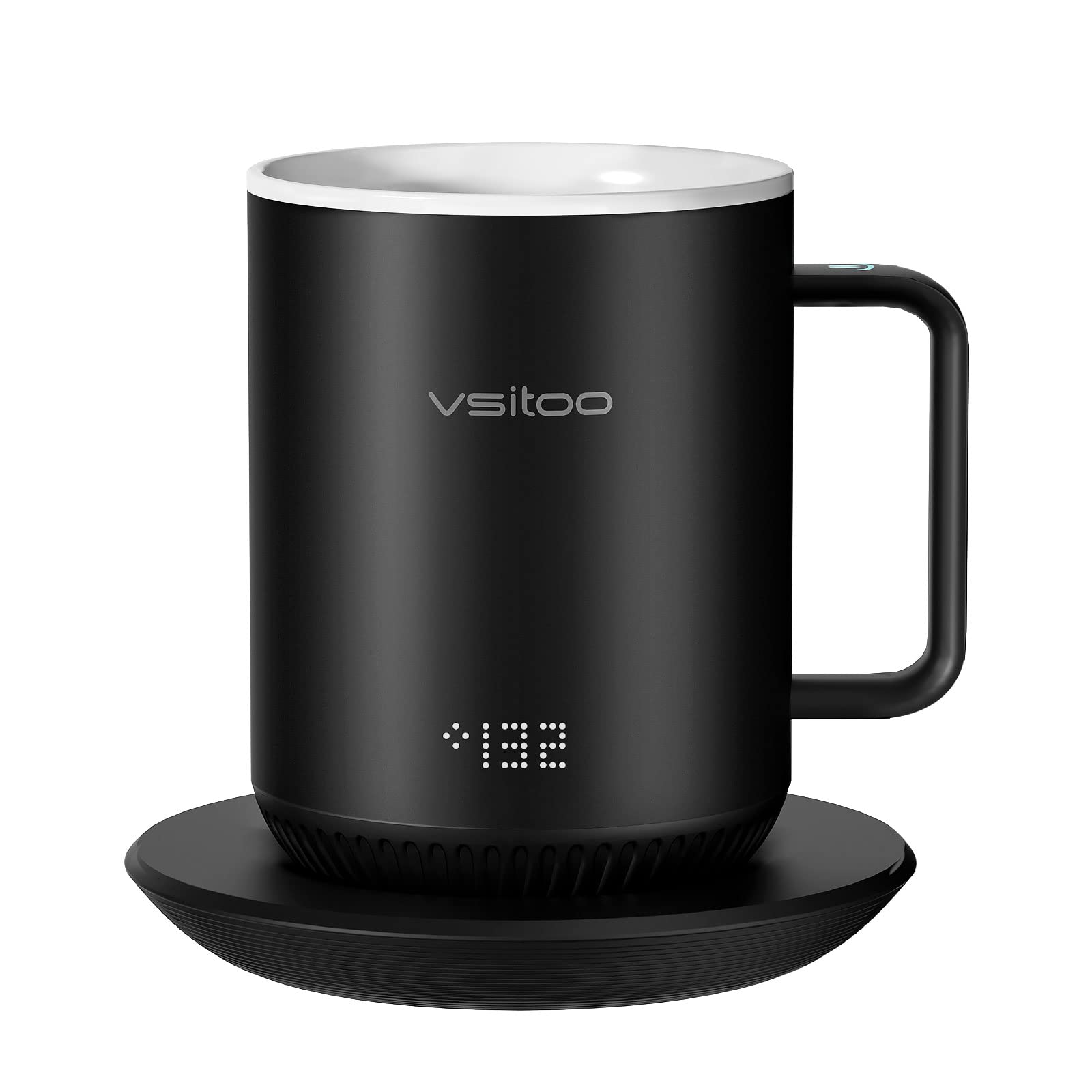VSITOO S3 Smart Temperature Control Coffee Mug with Lid - 10oz Self-Heating Travel Mug with Touch Tech & LED Display, App Controlled (White) - Perfect for Office, Home & Gifting - 1.5hr Battery Life, Improved Design