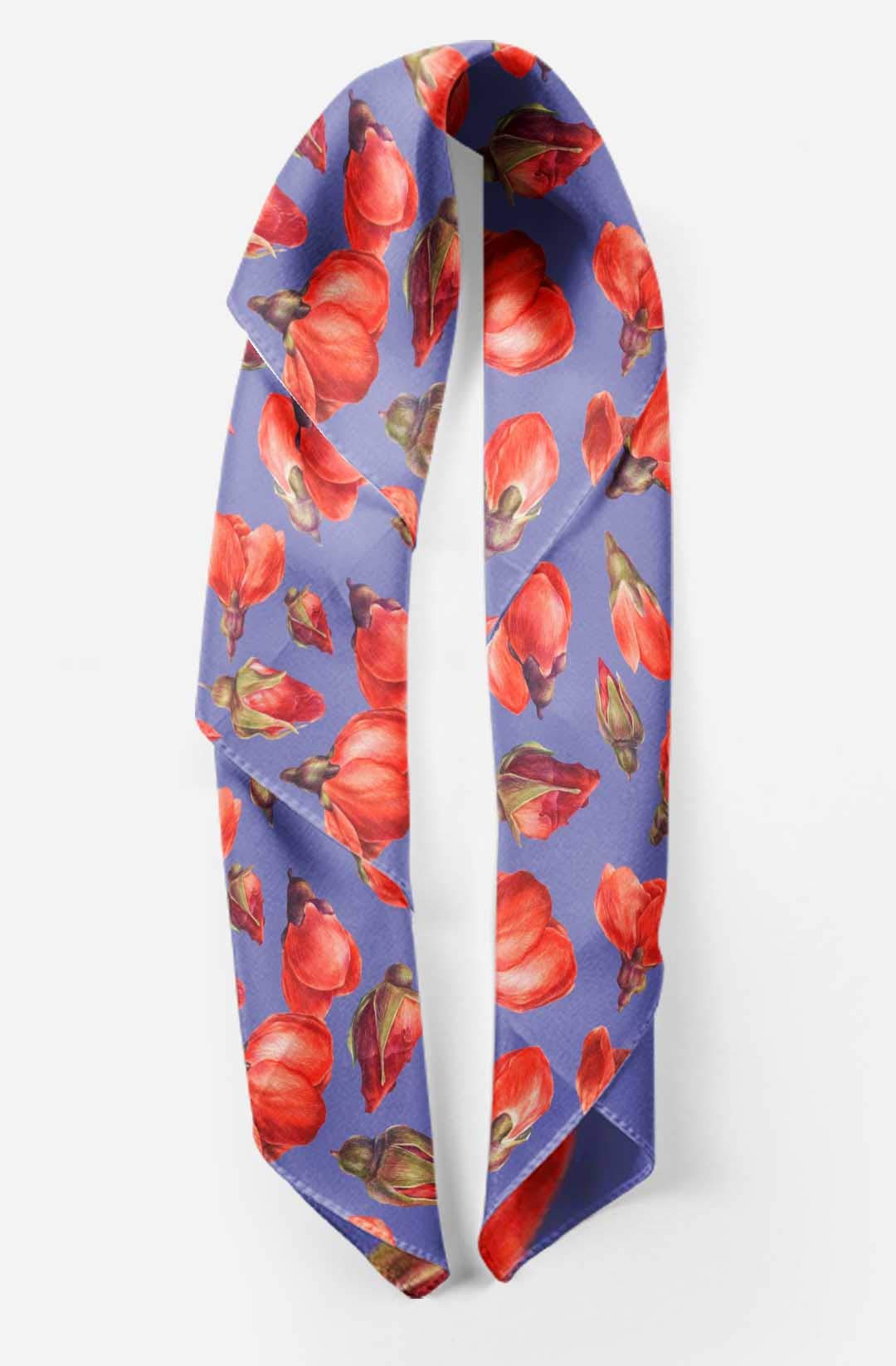 Bimba Printed Pure Silk Scarf for Women - Elegant Hair Neck Head Bandana Wrap - Perfect for Office, Travel, and Special Occasions