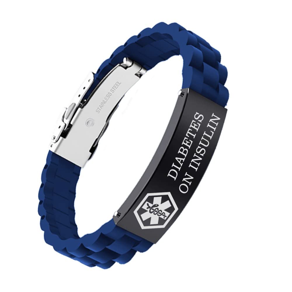 Adjustable Medical Alert Bracelet for Men & Women - 8.5 Inch Sport Silicone ID Bracelet with Free Engraving | Emergency Medical Information, Allergy Alert & Daily Wear Safety Accessory