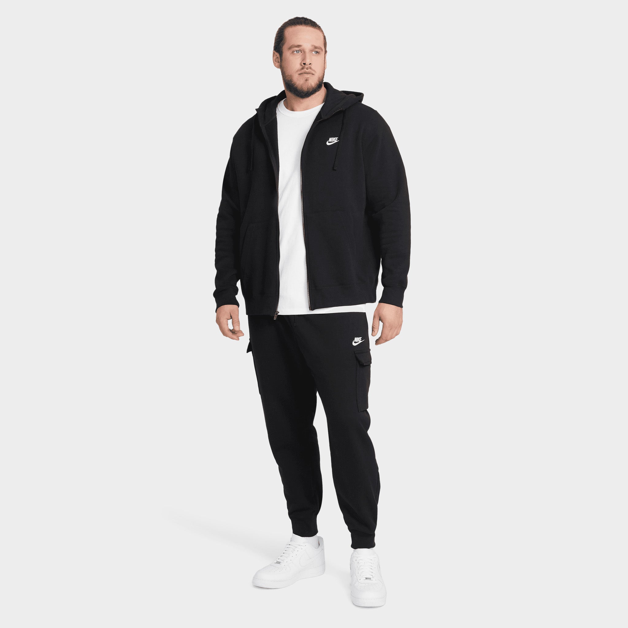 Nike Sportswear Club Cargo Pants for Men - Black & White Athletic Joggers with Multiple Pockets | Perfect for Gym, Running, Casual Wear & Outdoor Activities