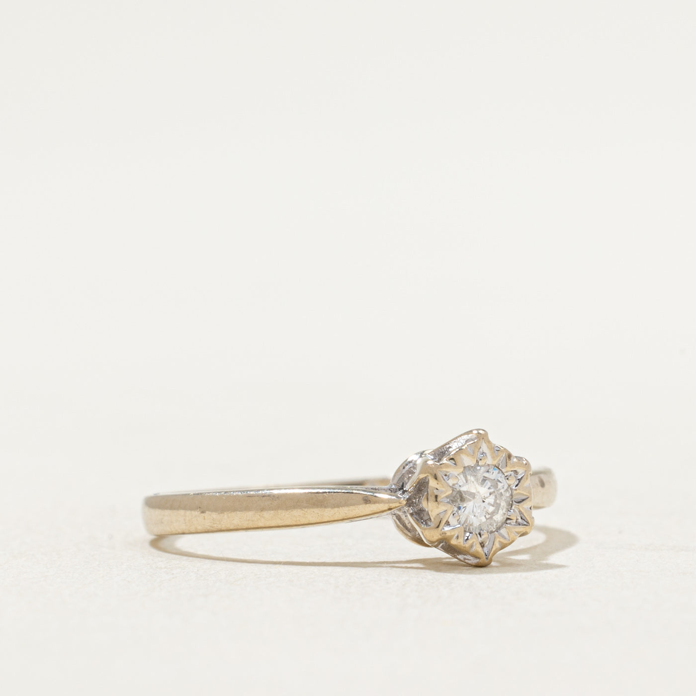 0.10ct Solitaire Illusion Set Diamond Ring - Size 6.75 | Elegant Engagement & Wedding Band | Perfect for Proposals, Anniversaries & Special Occasions