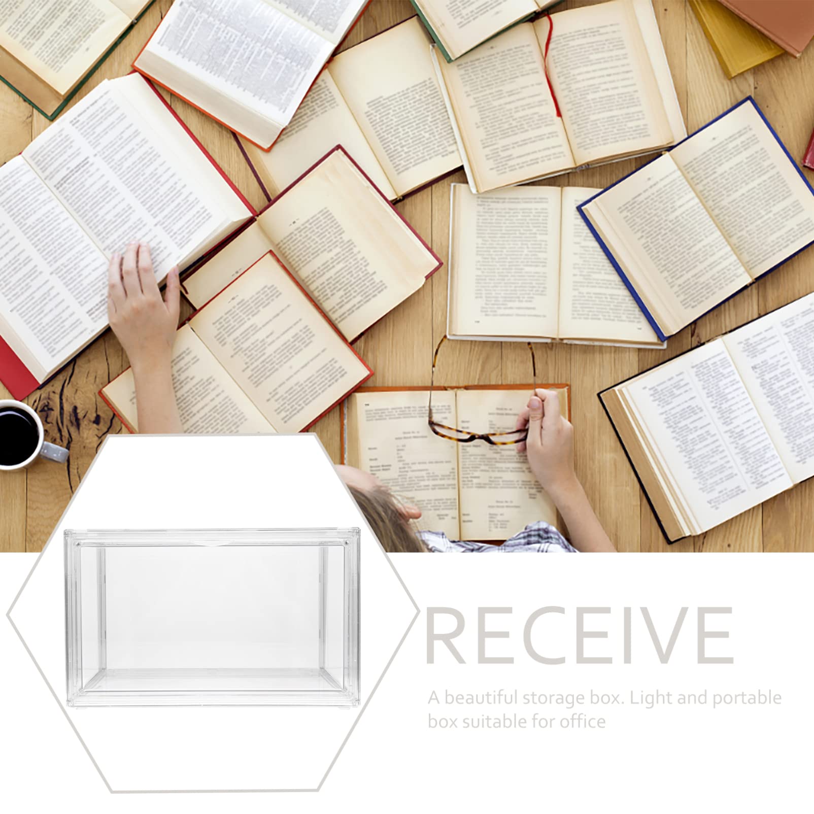 Clear Acrylic Book Display Case - Stackable Storage Box for Classroom, Home & Office - Small Organizer for Books, Documents & Supplies - Perfect for Teachers, Students & Professionals