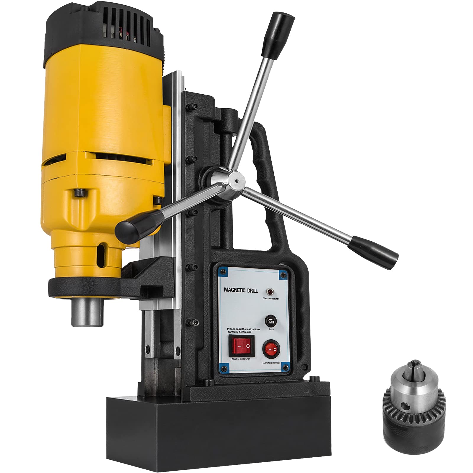 VEVOR 1200W Portable Magnetic Drill Press - 9/10 Inch (23mm) Boring Diameter, 2920 Lbs Magnetic Force, 500RPM Electric Magnetic Drilling Machine for Metalworking, Construction, and DIY Projects