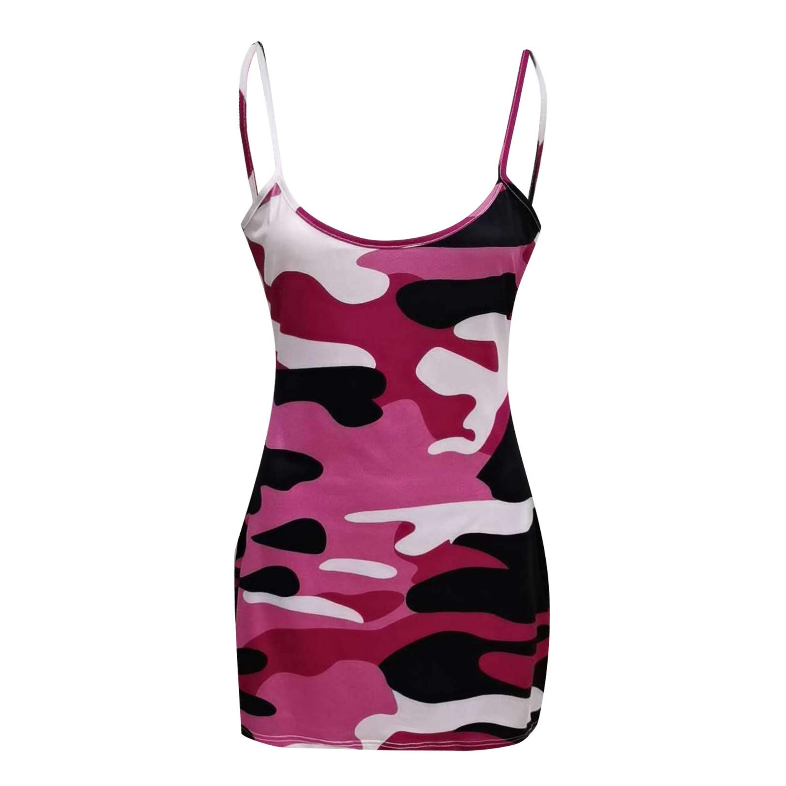 2024 Women's Camouflage Print Sleeveless Tight-Fitting Midi Dress - Sexy Distressed Hip Design for Casual Wear & Night Out | Perfect for Parties, Dates, and Summer Fashion