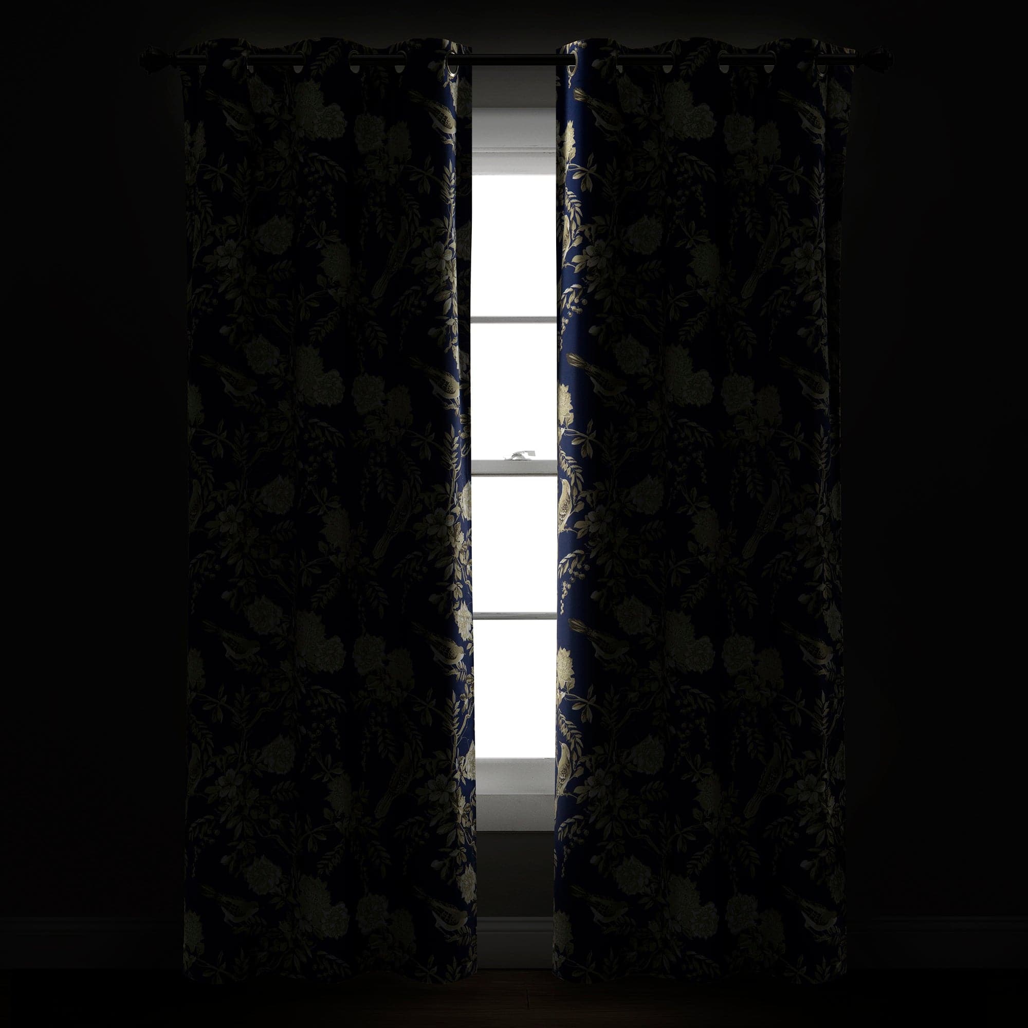 Farmhouse Style Blackout Curtains with Bird & Flower Design - Thermal Insulated Grommet Window Panels for Living Room & Bedroom - Noise Reducing & Energy Saving Home Decor