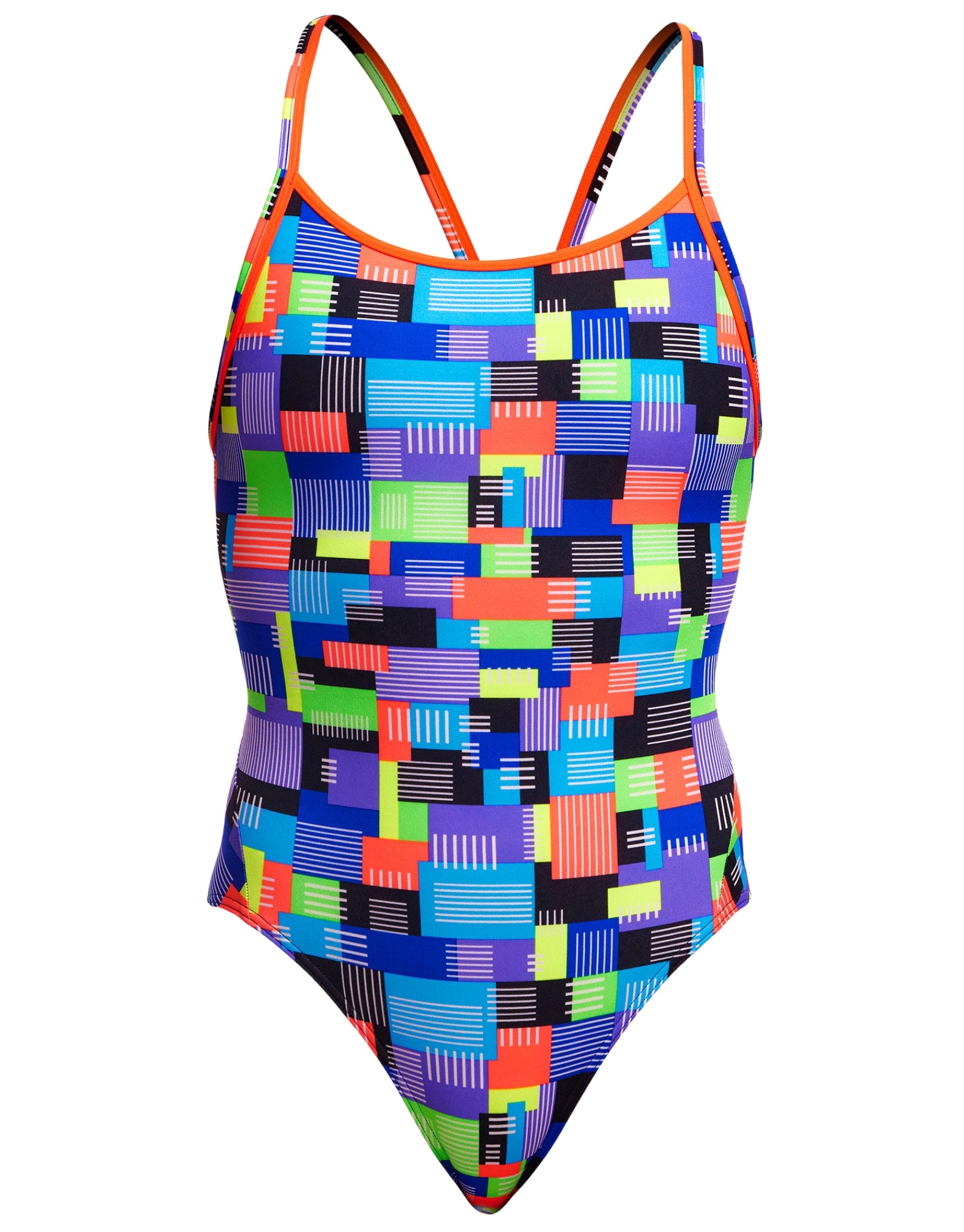 Diamond Back Swimsuit for Women - Trendy Blue & Multicolor Chip Set Design - Perfect for Beach, Pool Party & Summer Vacation