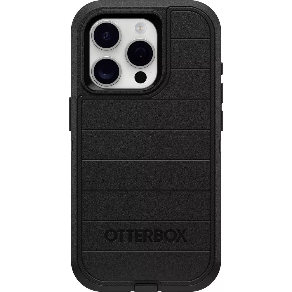 OtterBox Defender Series Case for iPhone 15 Pro - Rugged & Durable Black Protective Cover with Port Protection & Holster Clip | Screenless Design | Antimicrobial Defense | Perfect for Outdoor, Work & Extreme Conditions
