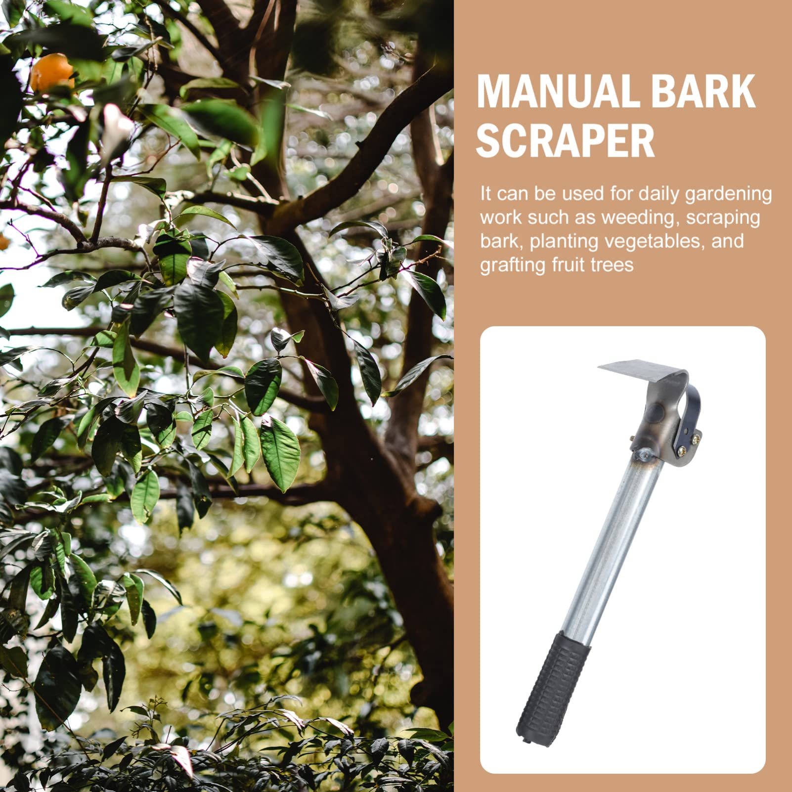 Happyyami Bark Spud Debarking Tool - Professional Log Peeler & Bark Removal Tool for Trees, Woodworking & Gardening (Silver) - Perfect for Firewood Prep, Landscaping & DIY Projects