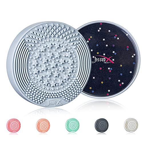 Jessup 2-in-1 Silicone Makeup Brush Cleaner Mat with Color Removal Sponge - Skyway Blue | Professional Cosmetic Tool for Easy Brush Washing & Makeup Removal | Perfect for Home & Salon Use