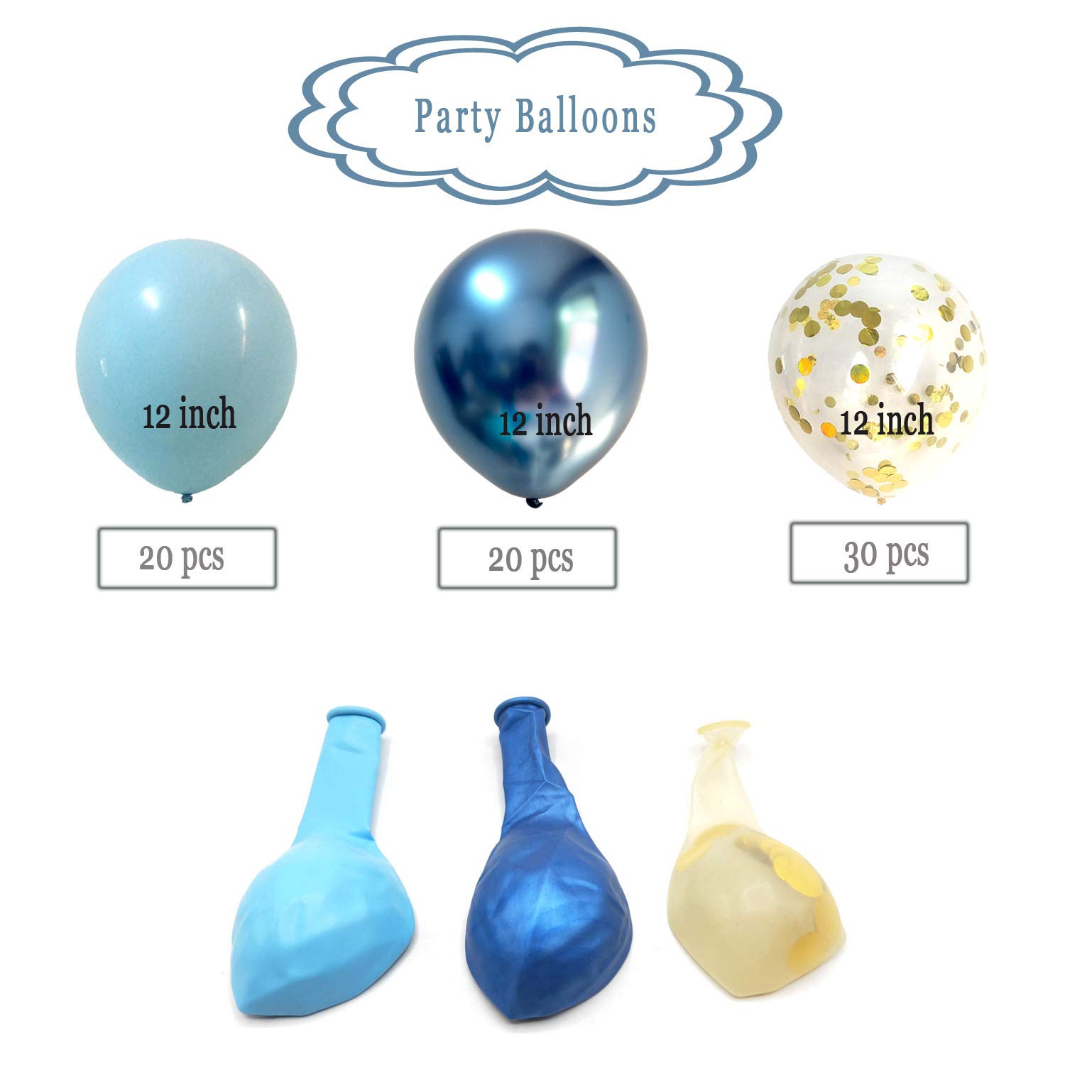50 Pack Metallic Blue Party Balloons for Wedding, Birthday, Baby Shower & Valentine's Day Decorations - Elegant Celebration Balloons for Indoor & Outdoor Events