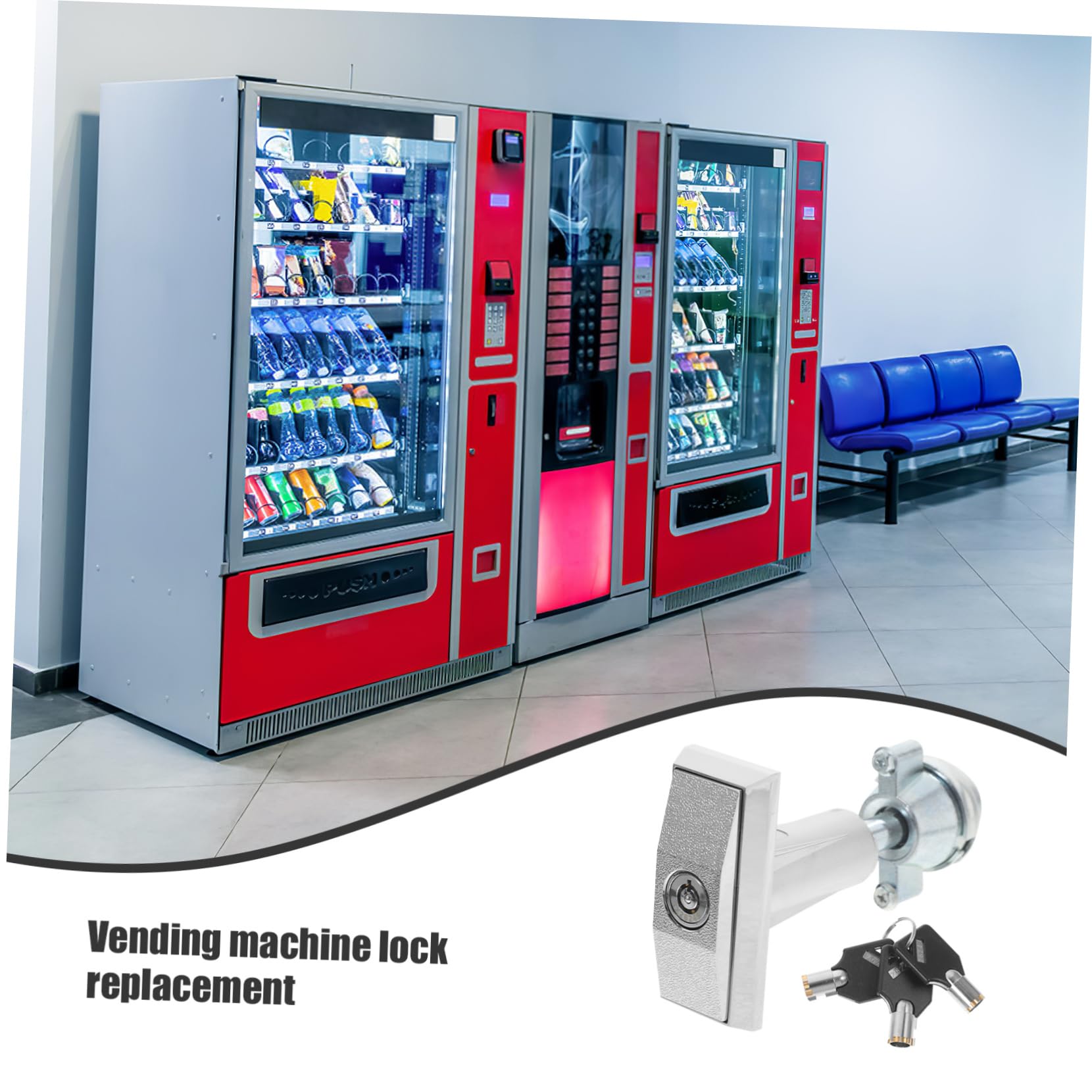 Mint Green Vending Machine Lock Set with Key - T-Handle Door Lock for Snack, Gaming & Water Dispensers | Secure Candy & Beverage Vending Equipment for Arcades, Stores & Public Spaces