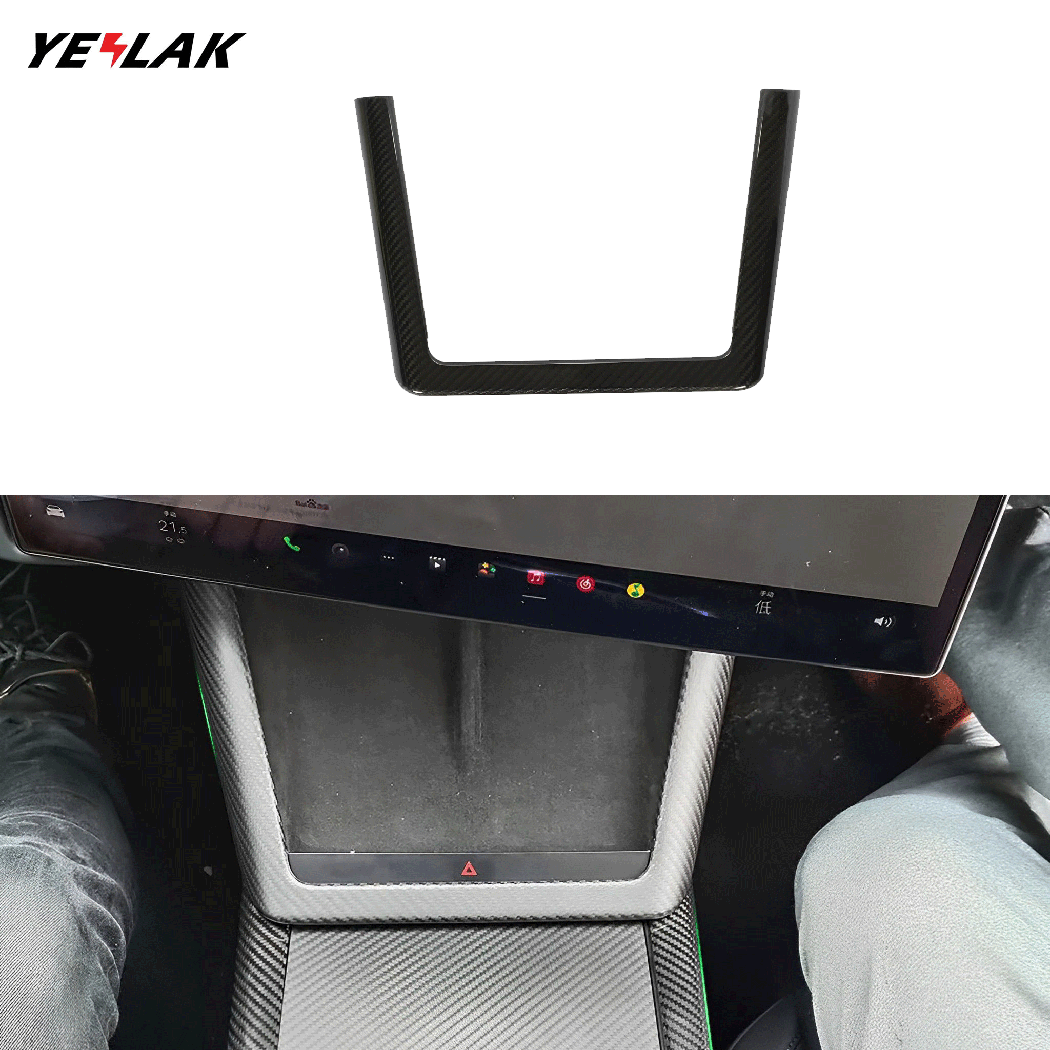 YESLAK Premium Carbon Fiber Interior Bundle for 2021+ Tesla Model S & Model X (Refreshed) - Dashboard, Door Panel & Center Console Trim - Enhance Luxury & Sporty Look for Your EV