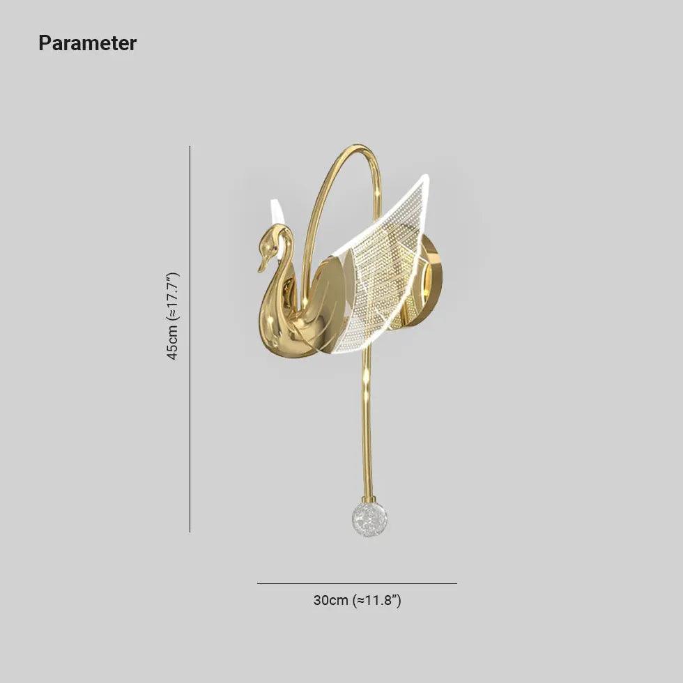 Modern Gold Swan Plug-in Wall Sconce Light - Elegant Plug-in Wall Lamp for Bedroom, Living Room, Hallway & Home Decor