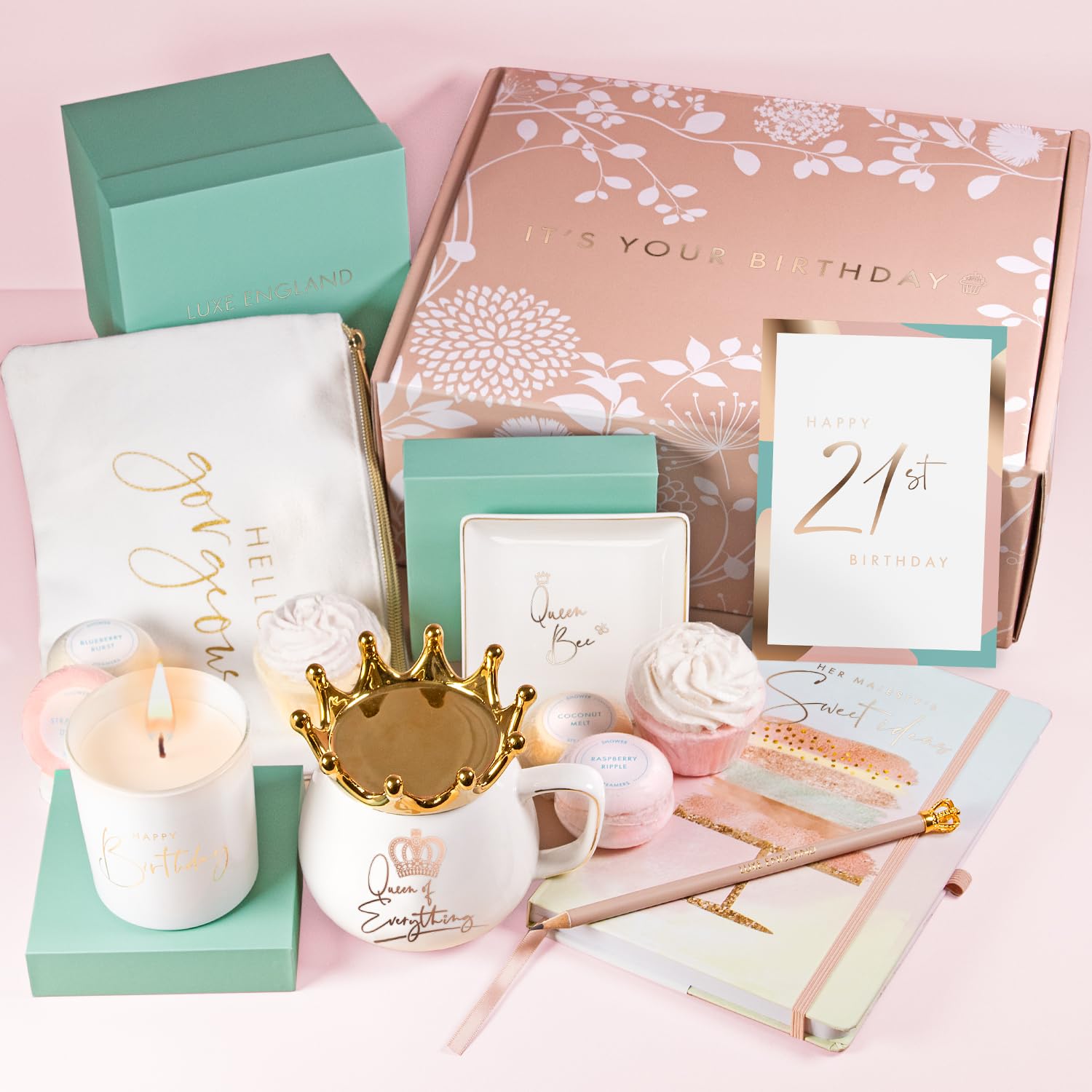 Luxury 21st Birthday Gift Baskets for Women - Elegant British-Designed Present for Her | Perfect Birthday Gift for Best Friend, Sister or Daughter | Ideal for Milestone Celebrations, Graduation Gifts & Special Occasions