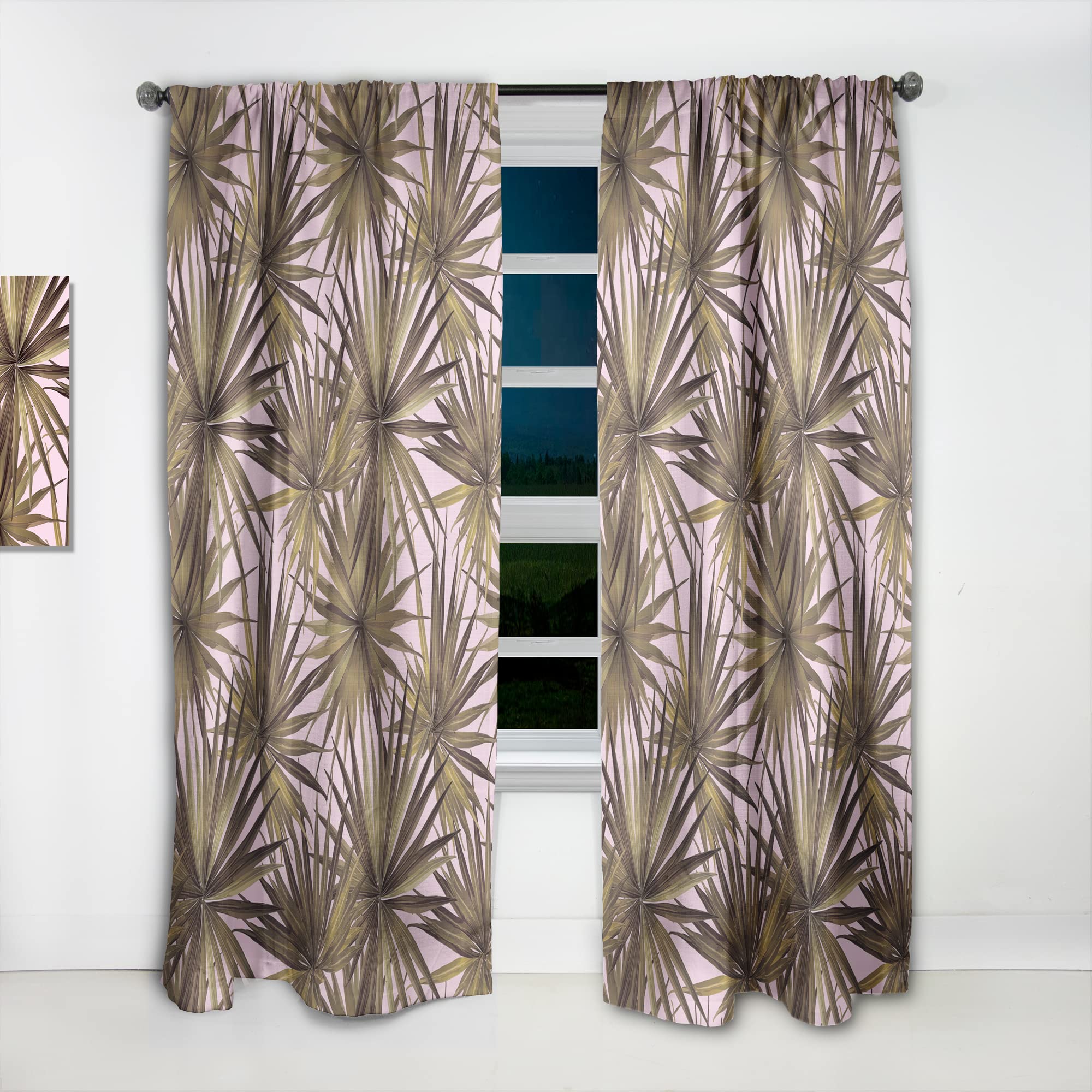 DesignQ Tropical Leaves Pink Blackout Curtains - Thermal Insulated Single Panel 52x90 Inches - Elegant Window Treatments for Bedroom & Living Room - Perfect for Privacy, Light Control & Energy Savings