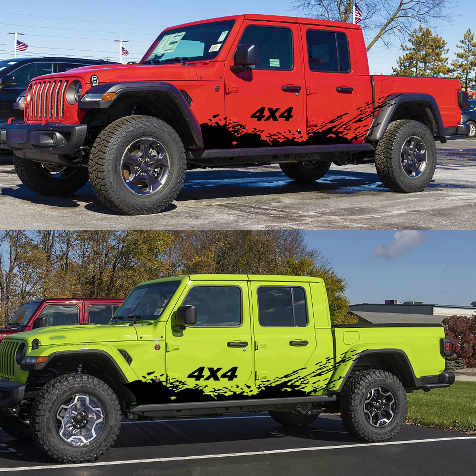 Truck Car Stickers - Large Vinyl Decals for Pickup Trucks & SUVs | 4x4 Racing Stripes & Wave Graphics | Durable Body & Door Decals for Men (Black) - Perfect for Off-Road Adventures & Custom Vehicle Styling