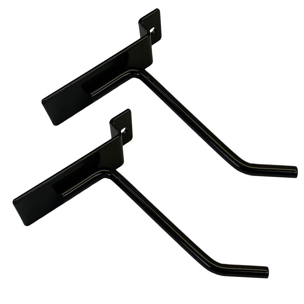 Prolinemax 2 Pack 4 Inch Black Slatwall Hooks - Heavy Duty Metal Retail Display Hangers for Store Shelving & Wall Organization - Perfect for Retail Stores, Boutiques & Home Garages