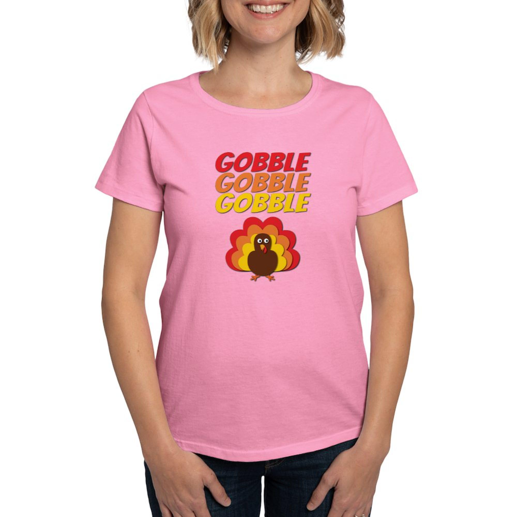 Gobble Gobble Turkey Graphic T-Shirt for Women - Soft Cotton Dark Tee - Perfect for Thanksgiving, Family Gatherings & Holiday Parties