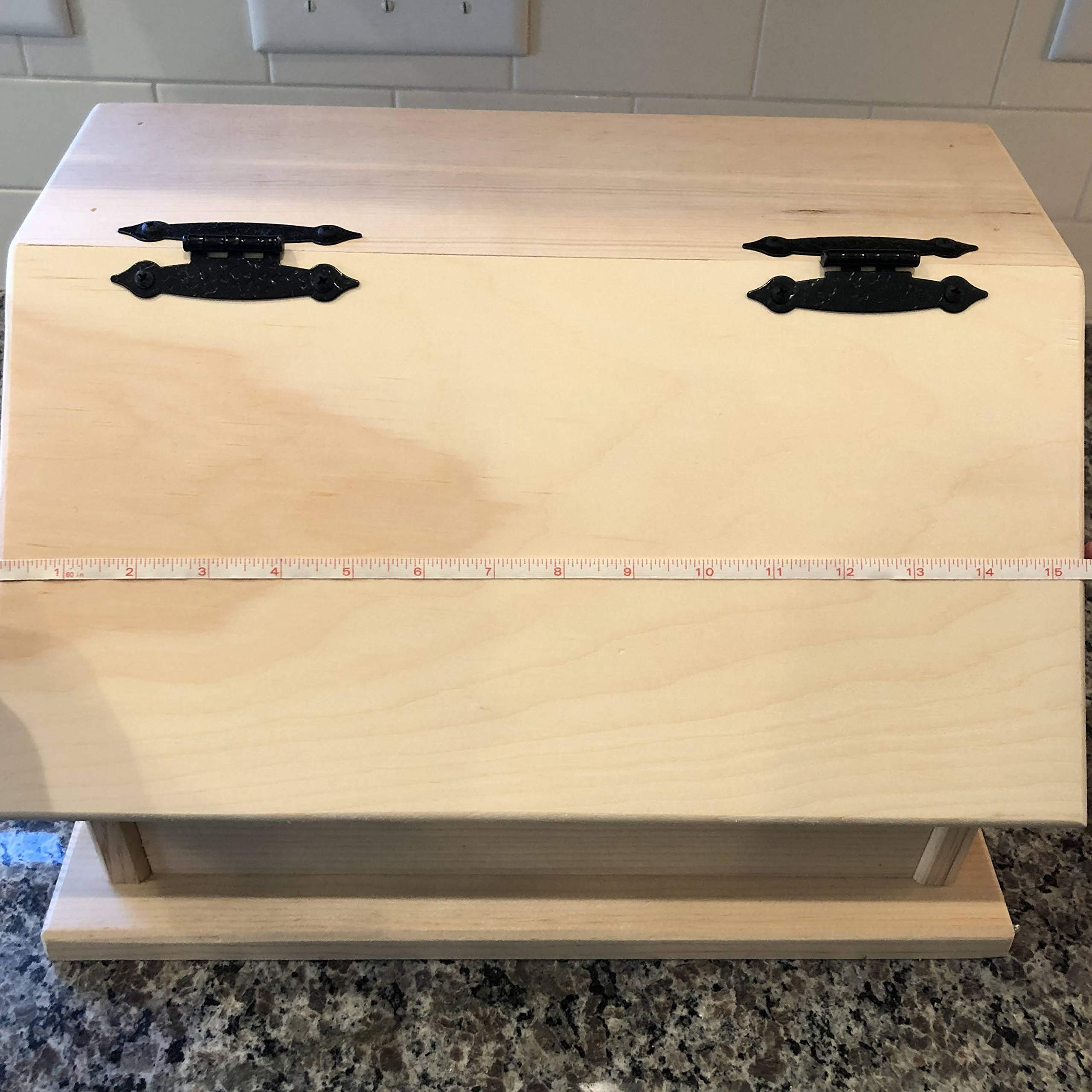 Handmade Wood Bread Box - Farmhouse Kitchen Storage Organizer for Bread, Snacks & Dry Food | Amish Crafted in USA | Perfect for Countertop Organization & Rustic Home Decor