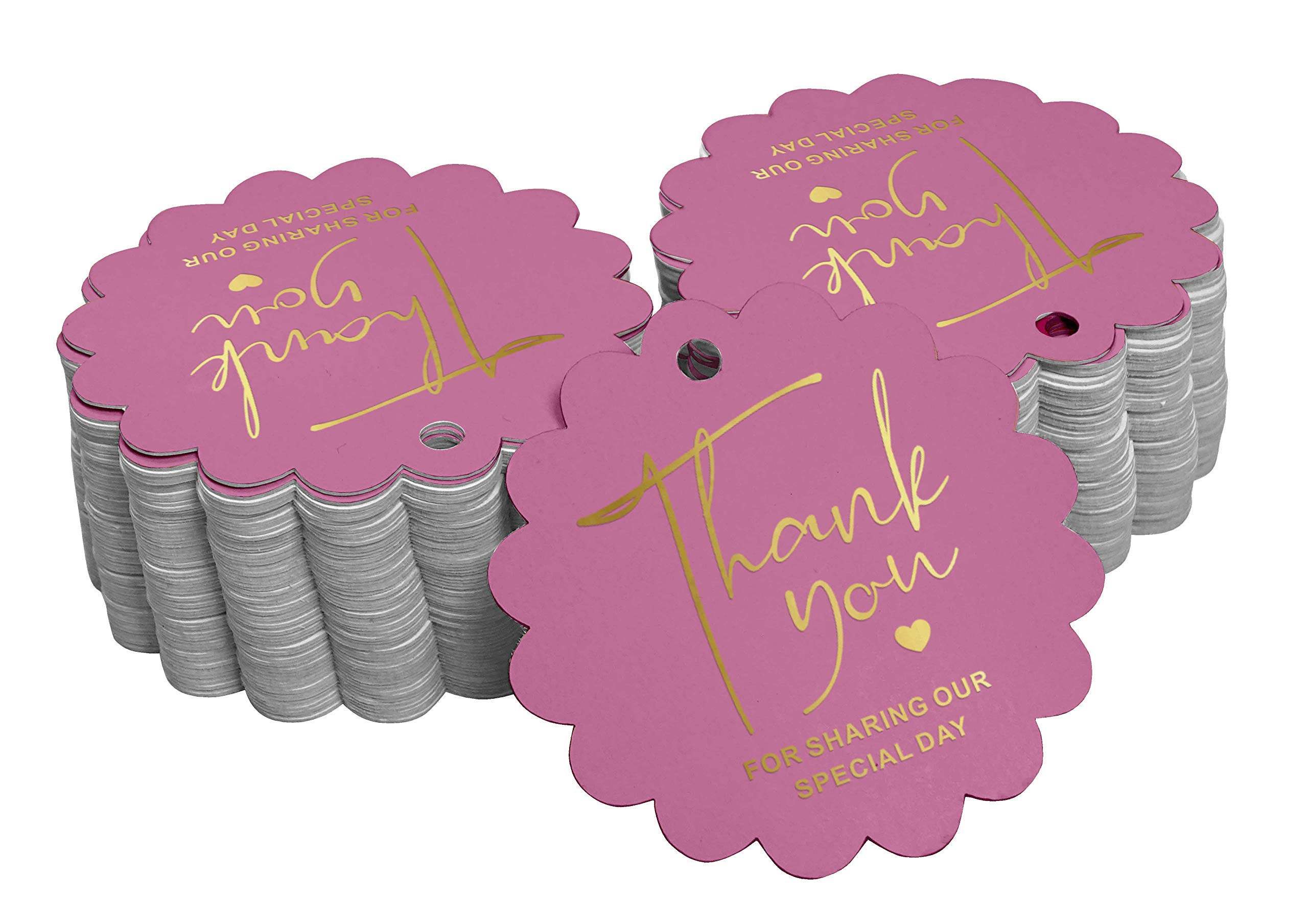 Premium Gold Foil Thank You Tags - 100pcs Elegant Wedding, Bridal Shower, Baby Shower, Birthday & Retirement Party Favor Tags - Perfect for Special Occasions & Gift Packaging