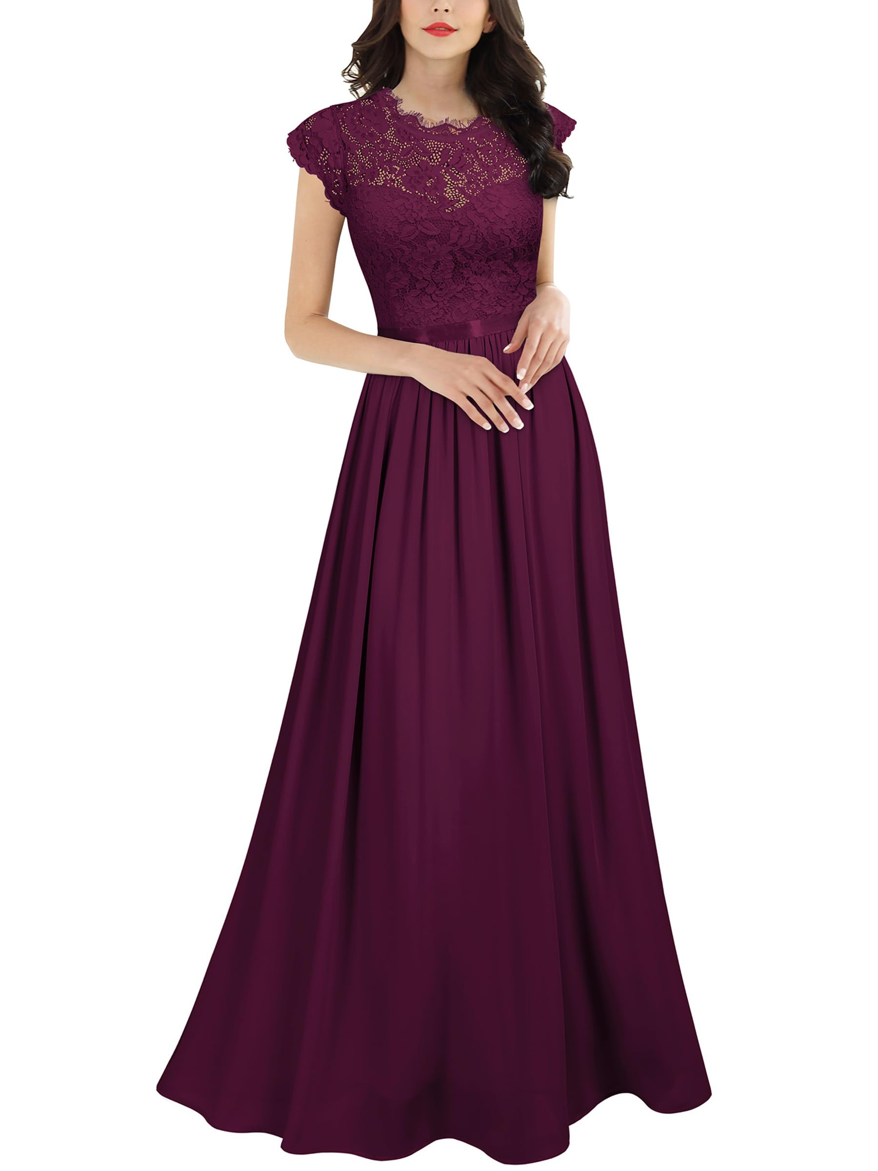 Elegant Floral Lace Maxi Dress for Women - Formal Evening Gown for Party, Wedding & Special Occasions