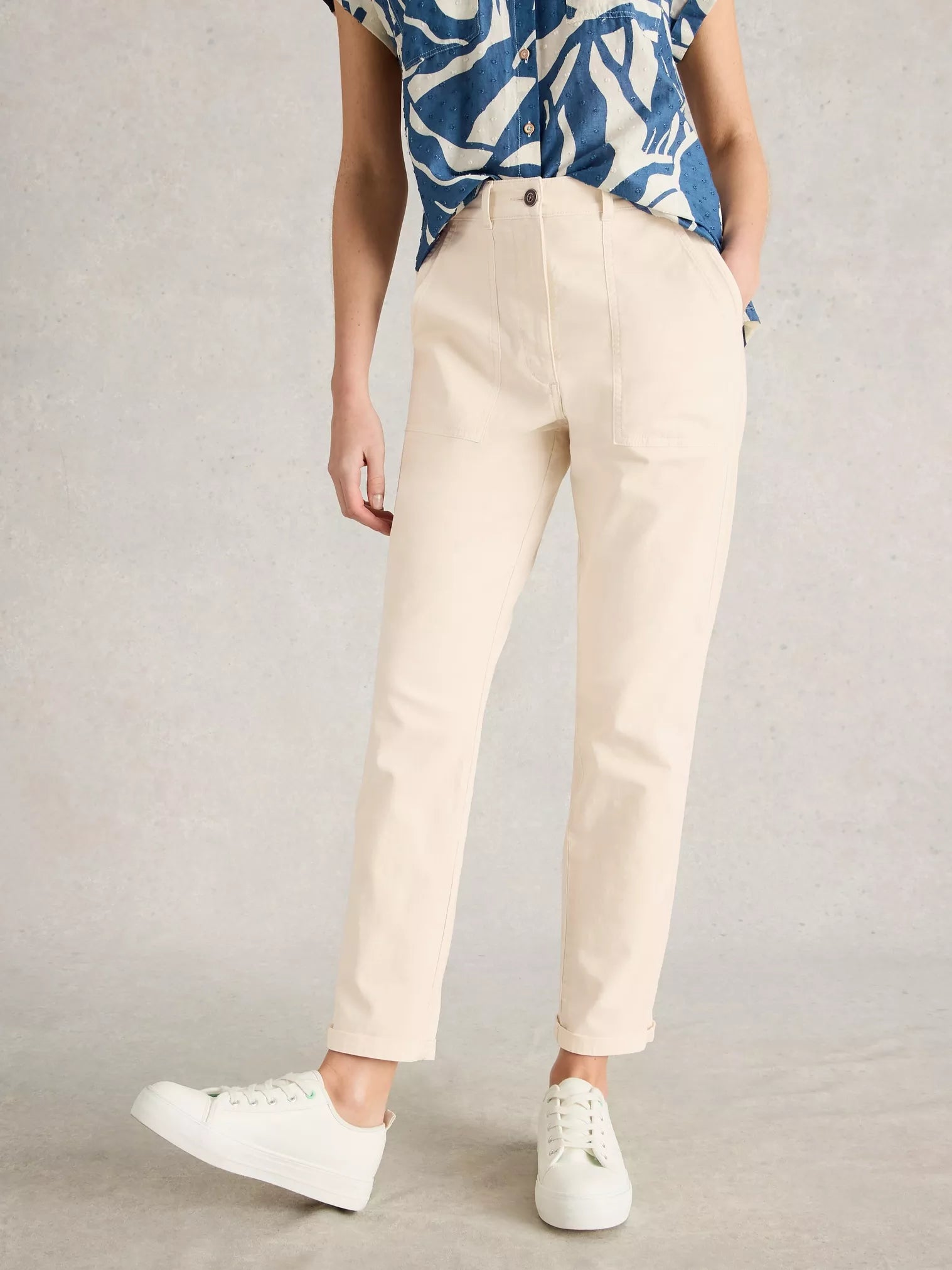 442668 Twister Chino Natural Trouser - Men's Comfortable Stretch Casual Pants for Work, Office & Everyday Wear