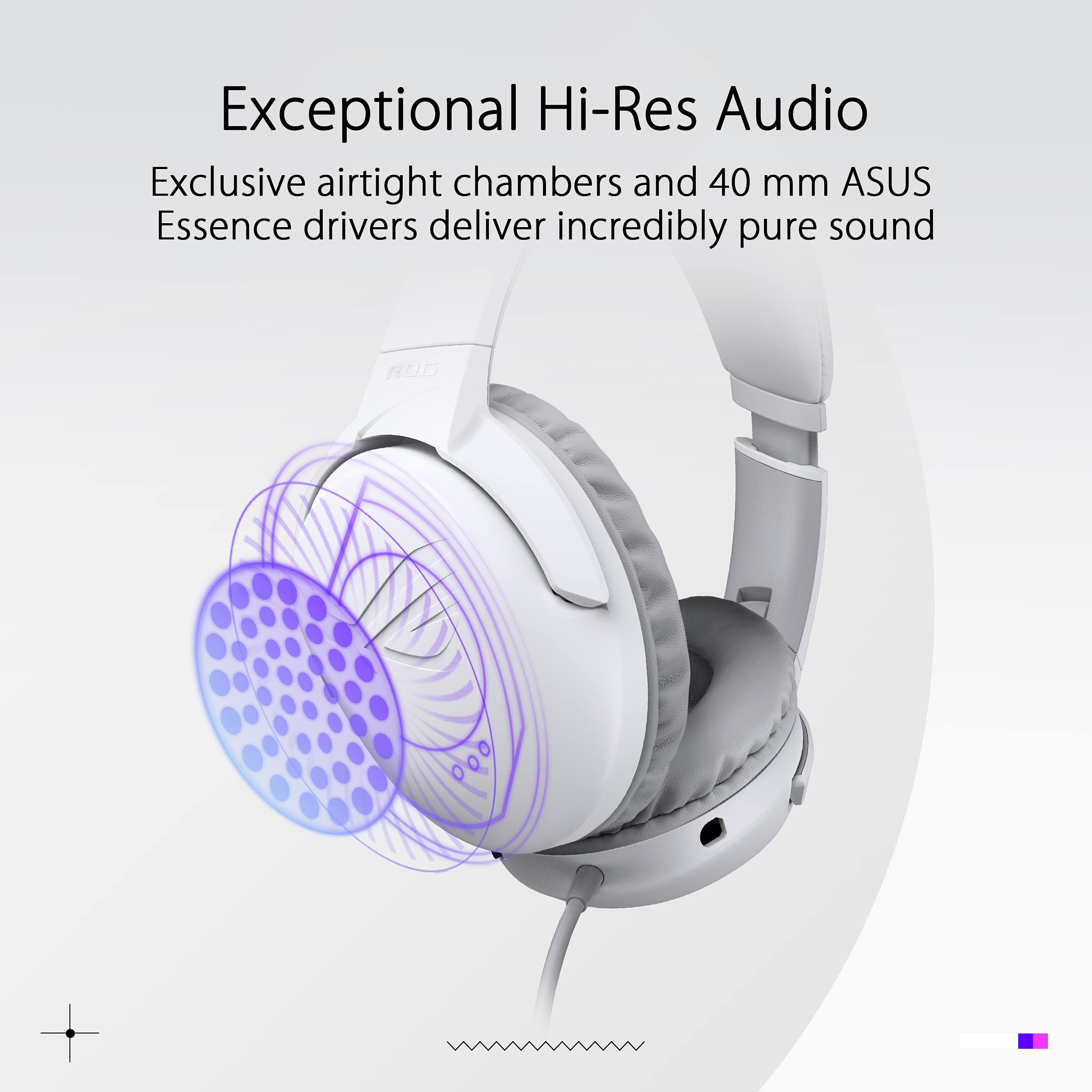 ASUS ROG Strix Go Core Moonlight White Gaming Headset - 3.5mm Jack, High Resolution Audio, Noise Cancelling Mic, 40mm Drivers, Lightweight Design for PC, Switch, PS5 & Mobile Devices - Perfect for Competitive Gaming & Online Streaming