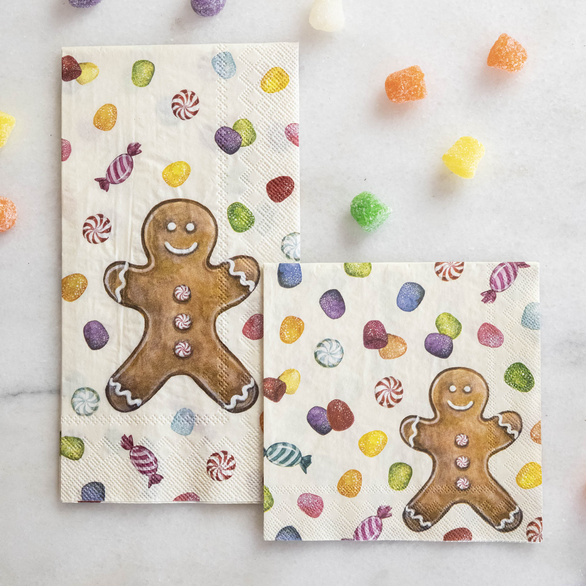 Festive Gingerbread Man Cocktail Napkins - 50 Pack Holiday Party Decorations for Christmas, New Year & Winter Celebrations - Perfect for Drinks, Appetizers & Desserts
