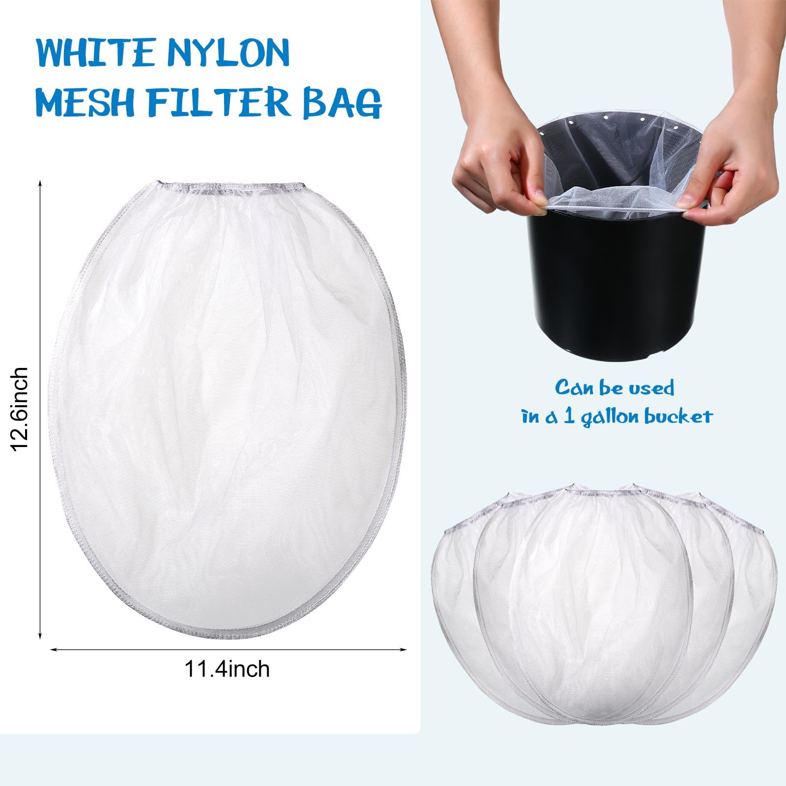60-Pack White Fine Mesh Paint Strainer Bags with Elastic Opening - 1 Gallon Bucket Filters for Hydroponic Painting, Gardening & DIY Projects - Durable Paint Filter Bags for Professional & Home Use