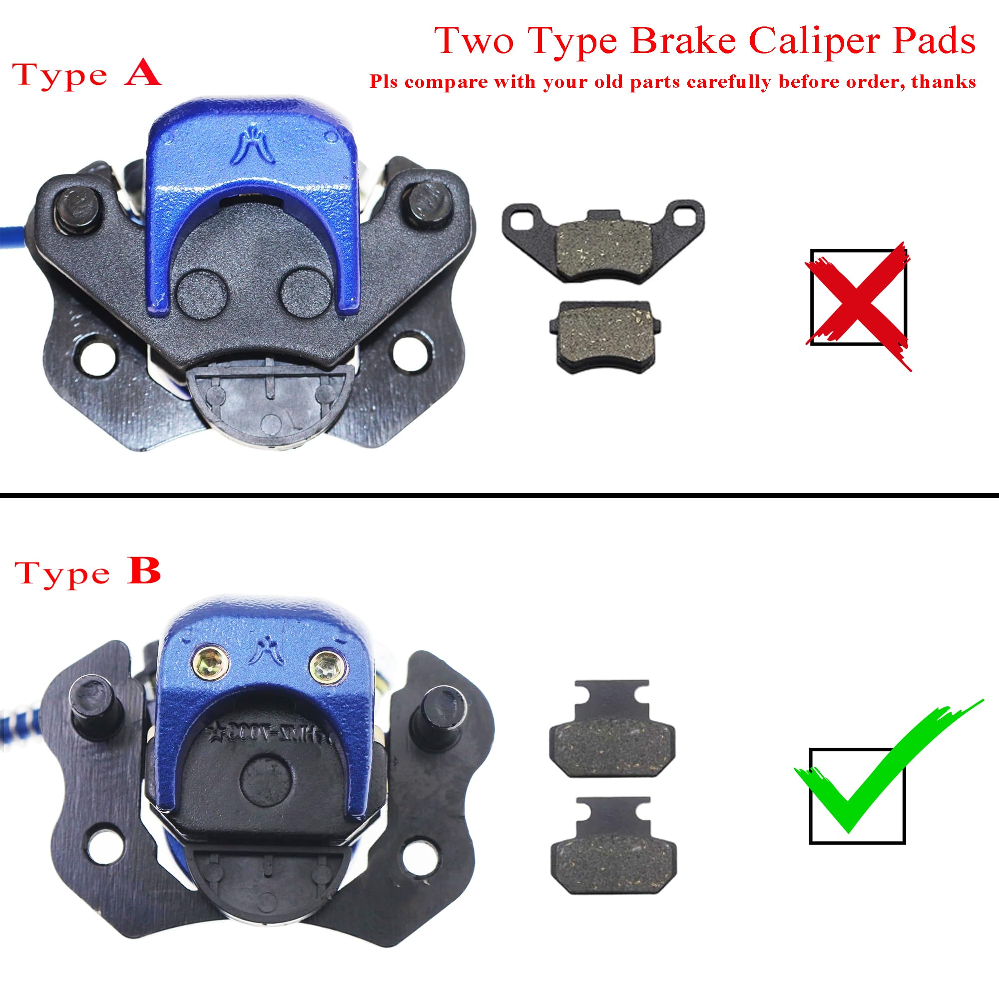 PRO BAT Hydraulic Disc Brake Caliper System - Front & Rear ATV Hand Brake Master Cylinder with Brake Pads for 50cc-125cc Quad Bikes, Dirt Bikes & Buggy (Red) - Perfect for Off-Roading, Trail Riding & Adventure Sports