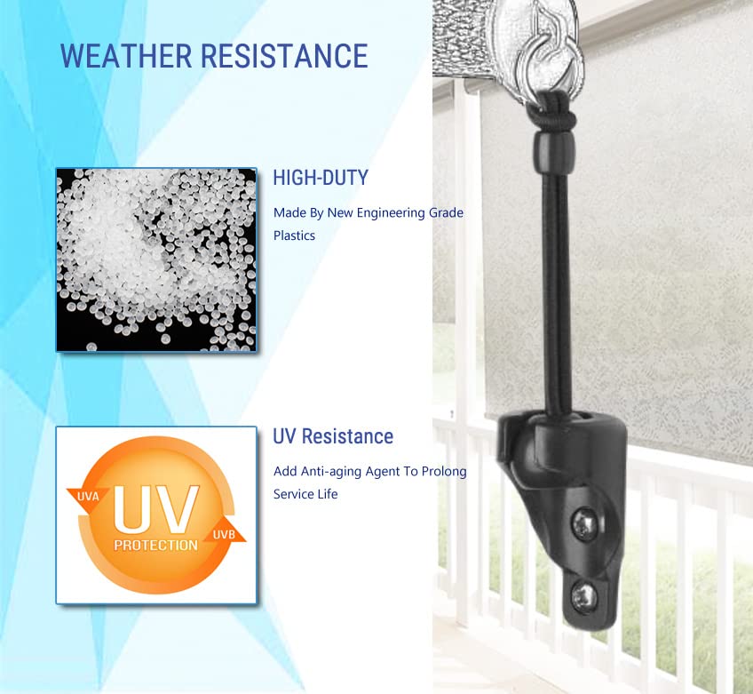 **Universal Bungee Tie Down - 4 Inch Weather-Resistant Roller Shade Parts (Black, 4 pcs) for Exterior & Outdoor Roller Blinds - Perfect for Securing Shades, Awnings, and Outdoor Gear**
