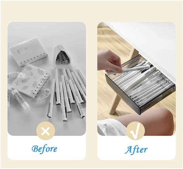 Under Desk Drawer Organizer 2-Pack - Self-Adhesive Slide-Out Storage Drawer for Office & Home - Perfect for Organizing Stationery, Office Supplies & Closet Items - Space-Saving Hidden Mount Solution for Desks, Workstations & Home Offices