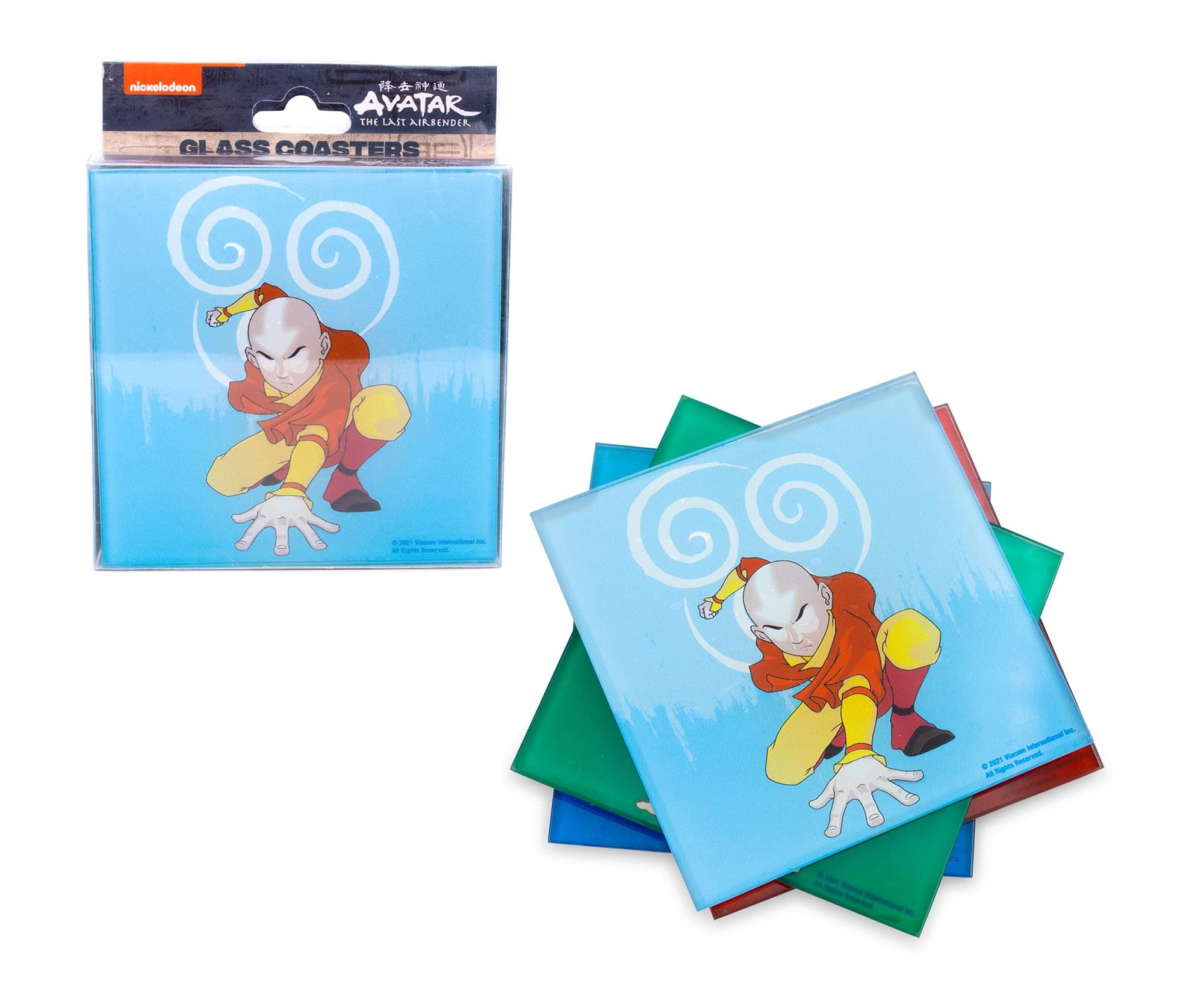 Avatar Airbender Glass Coasters Set of 4 - Anime Table Decor for Home & Bar