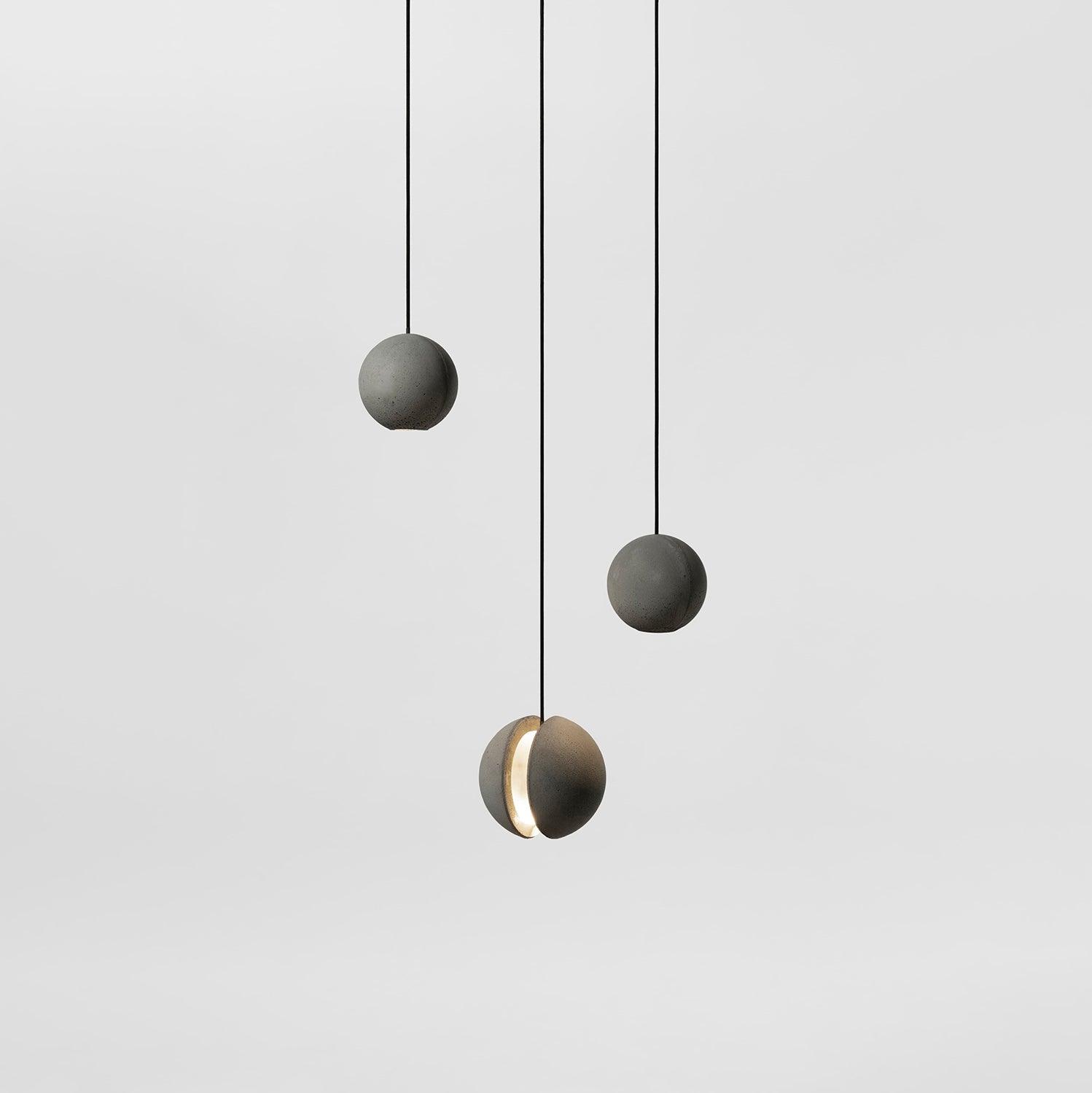 Modern Moon Concrete Pendant Light - Industrial Chic Ceiling Fixture for Living Room, Bedroom, or Dining Area