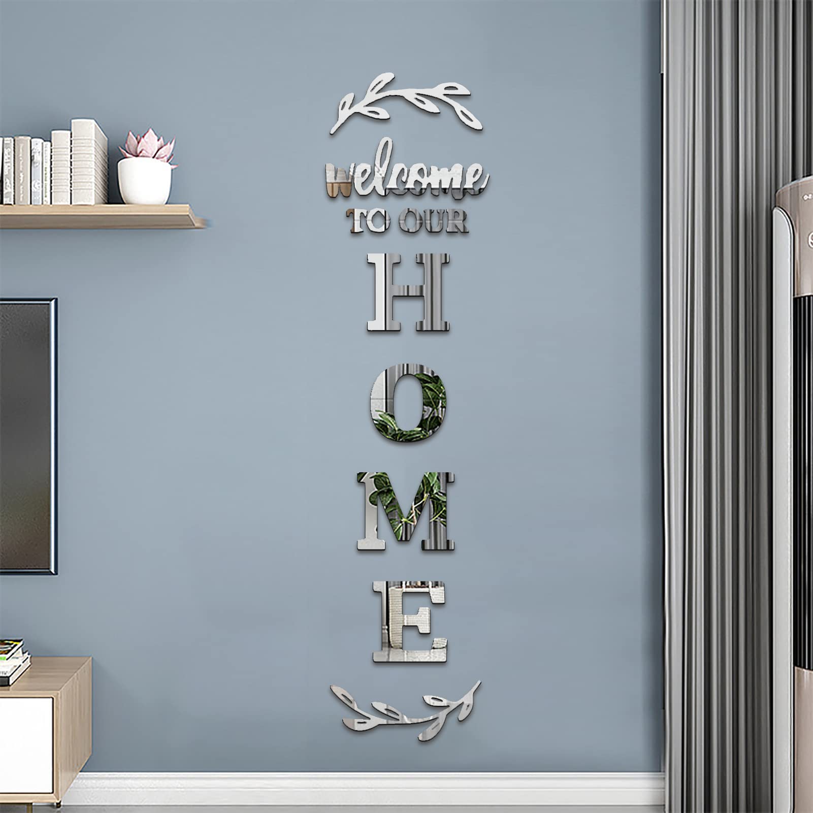 Welcome to Our Home Acrylic Mirror Wall Stickers - Modern Letter Signs for Living Room, Bedroom, and Entryway Decor - Elegant Wall Decals for Stylish Home Wall Decorations