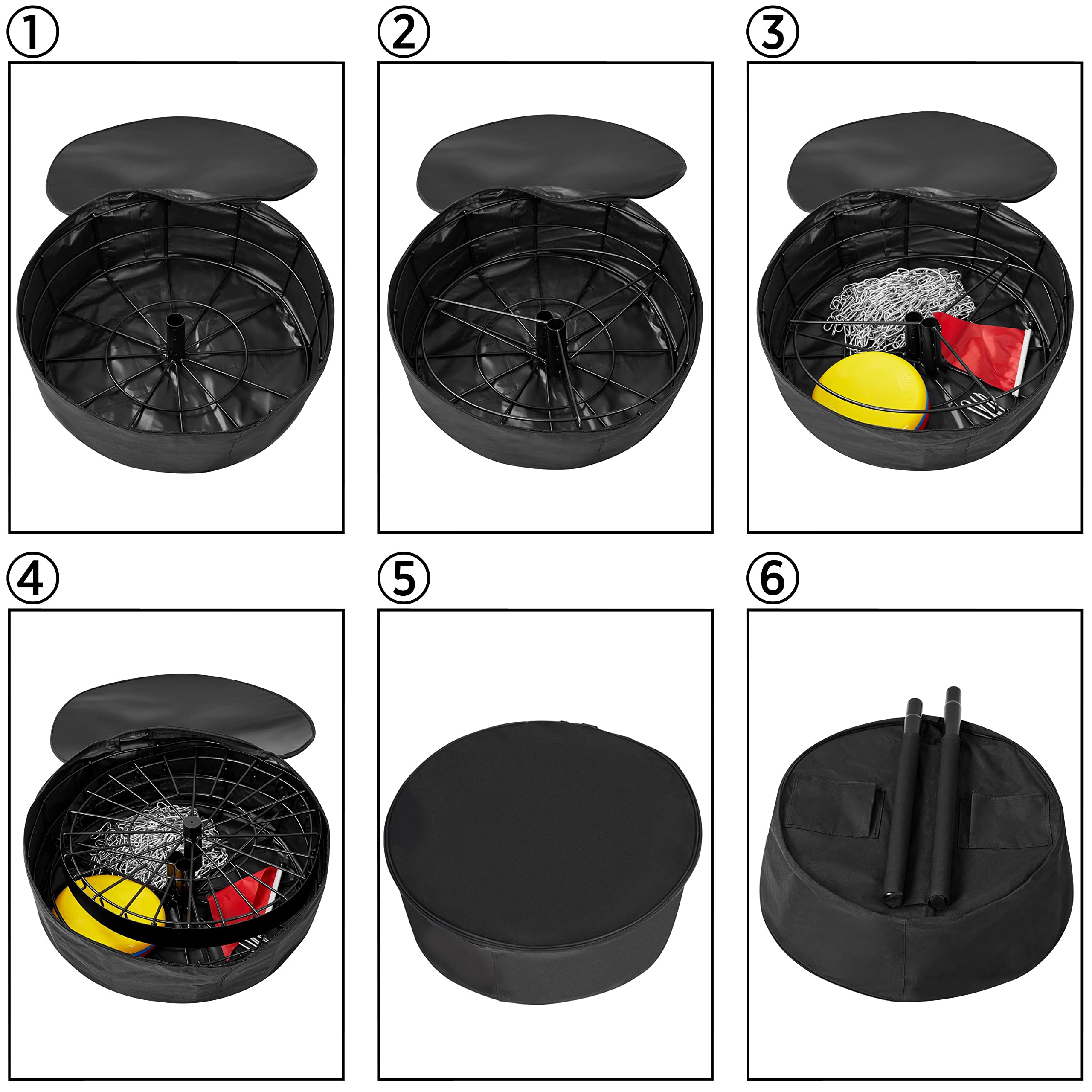 Topeakmart Portable 24-Chain Disc Golf Basket with 3 Discs - Professional Flying Disc Golf Practice Target & Steel Goal - Outdoor Sports Equipment for Backyard, Park & Training