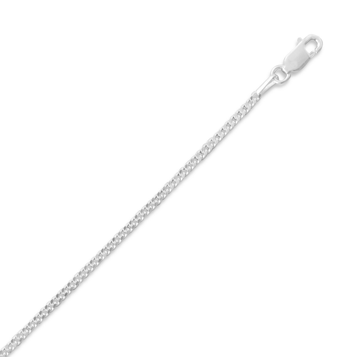 2mm Beveled Curb Chain Necklace in Sterling Silver - 18 Inch Dainty Jewelry for Women | Perfect for Layering, Everyday Wear & Special Occasions