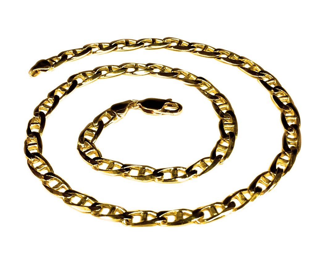 10K Solid Yellow Gold Anchor Mariner Chain Necklace - 6mm Thick, 42 Grams, 22 Inches - Perfect for Men's Jewelry, Gifts & Nautical Style Accessories