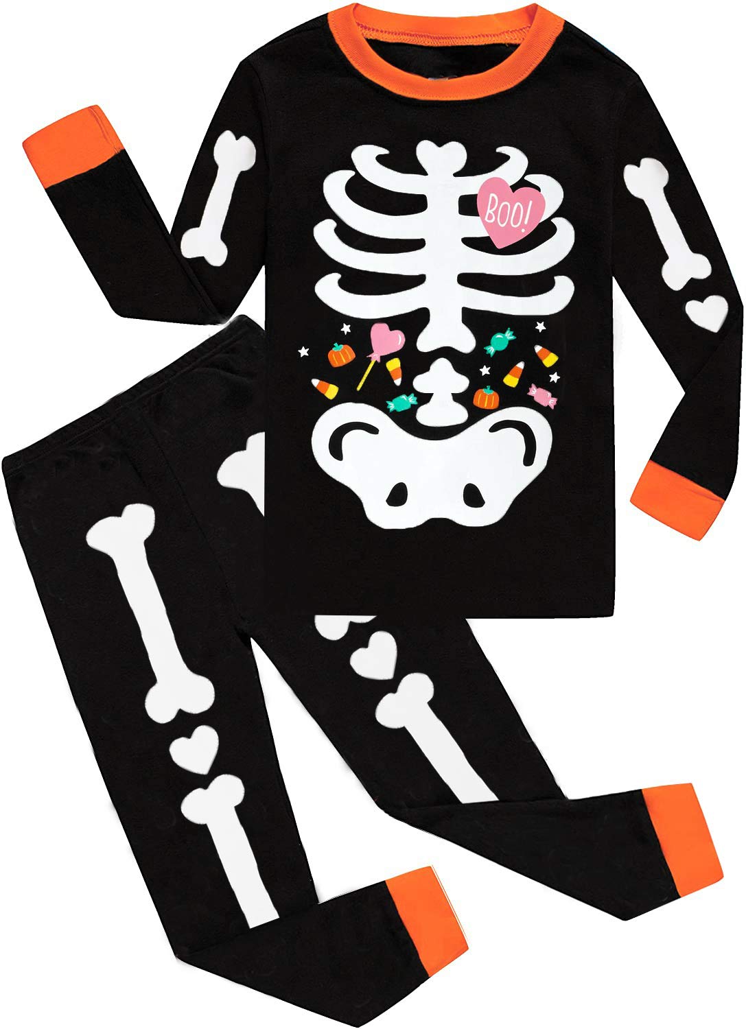 **Glow in The Dark Skeleton Pajamas for Toddler Boys - 2-Piece Cotton Halloween Sleepwear Set | Cute & Comfortable Kids Pajamas for Halloween Parties & Bedtime**
