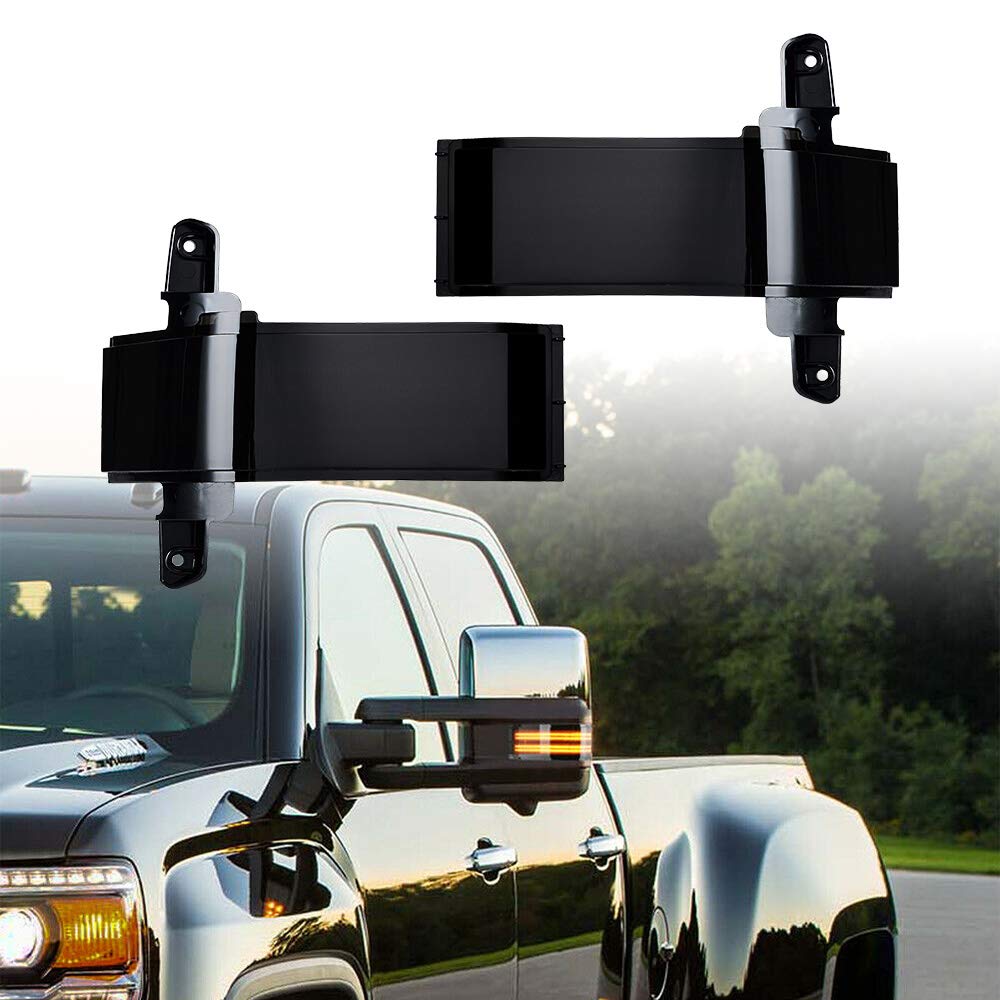 LED Dynamic Amber Side Tow Mirror Marker Light with Sequential Turn Signal - Compatible with Chevy Silverado & GMC Sierra 1500/2500HD/3500HD (Smoke Lens) - Enhance Visibility & Safety for Towing & Night Driving